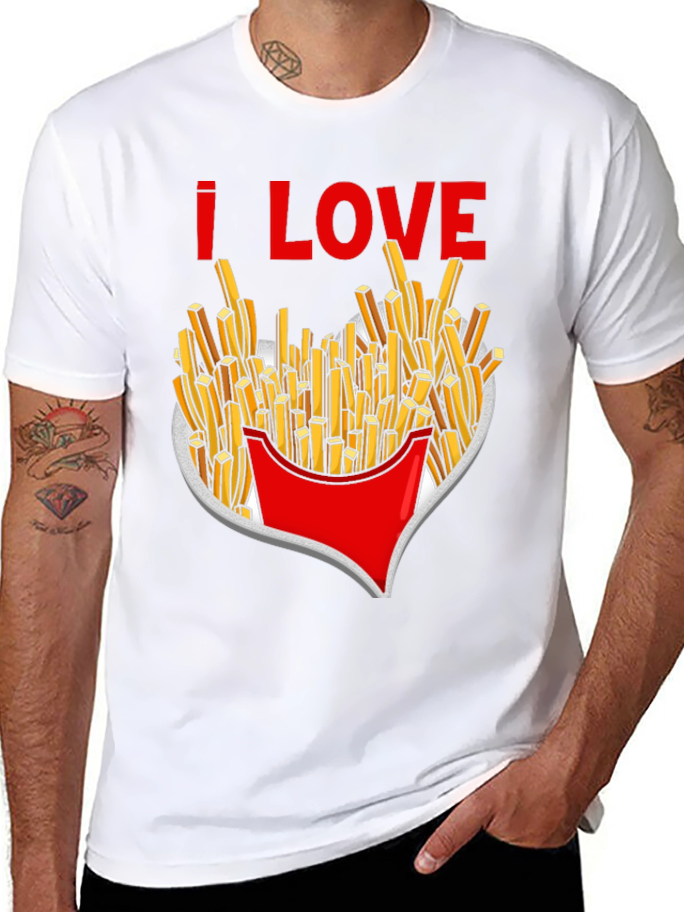 I Love French Fries T-Shirt Black Novelty Tee