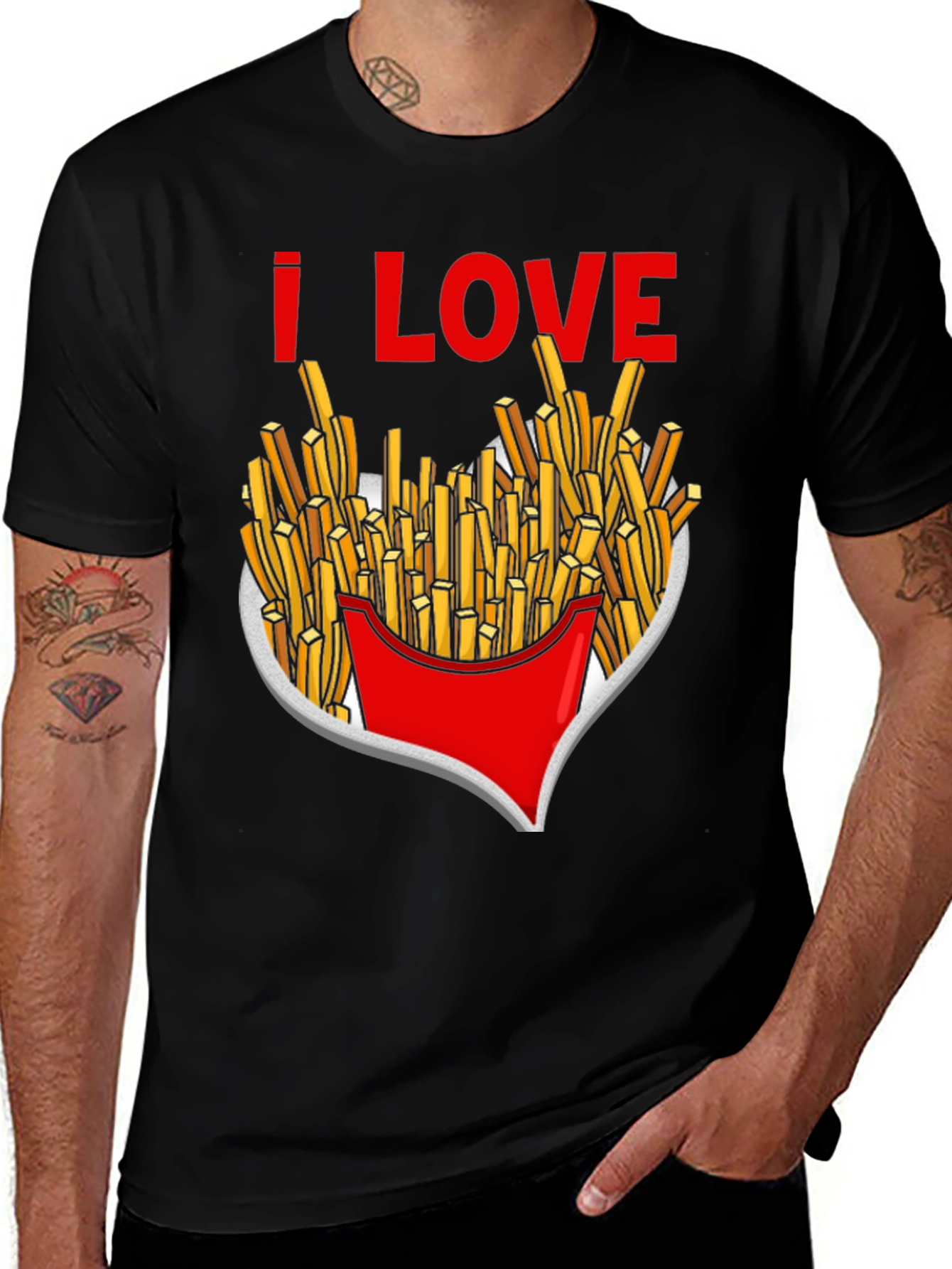 I Love French Fries T-Shirt Black Novelty Tee