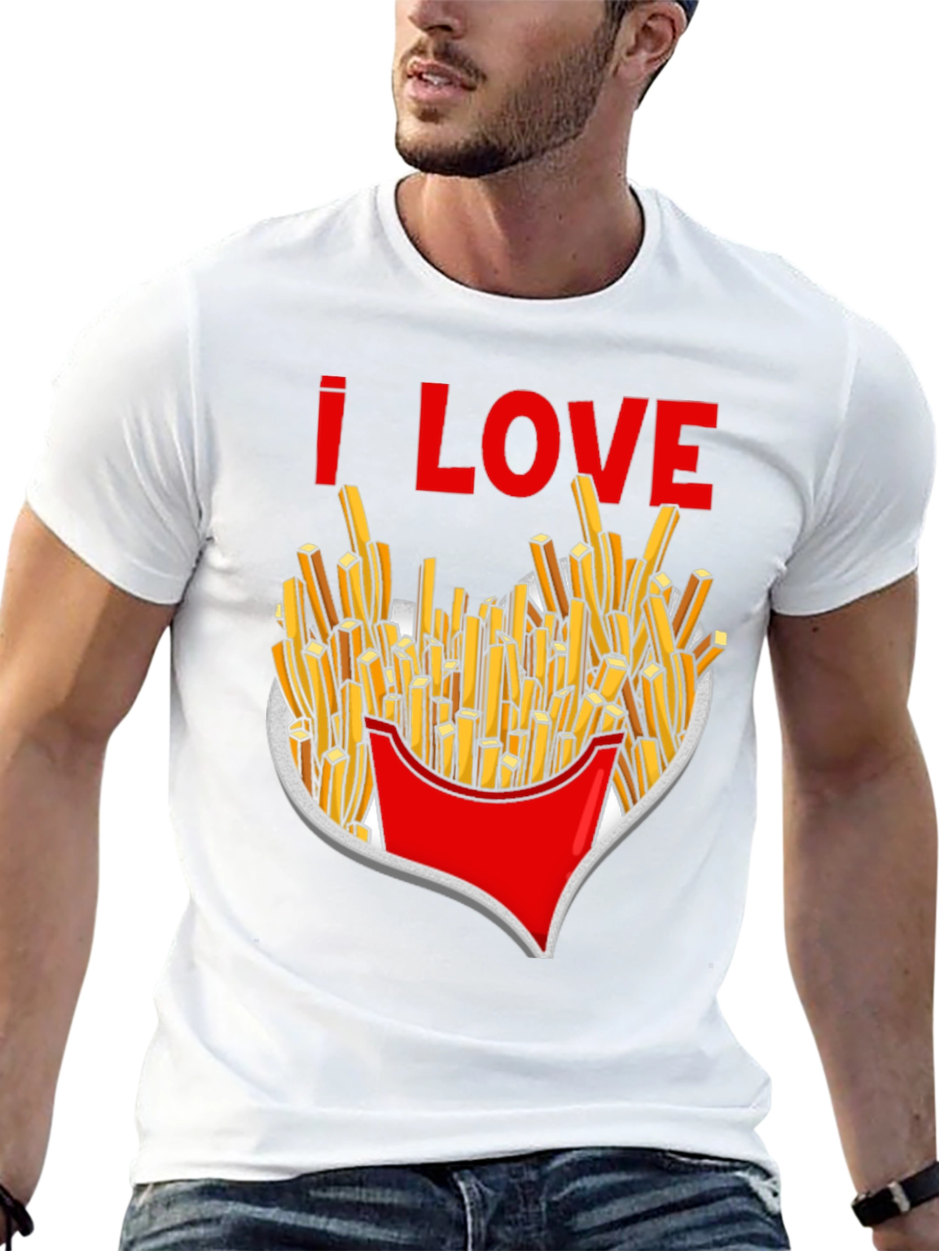 I Love French Fries T-Shirt Black Novelty Tee