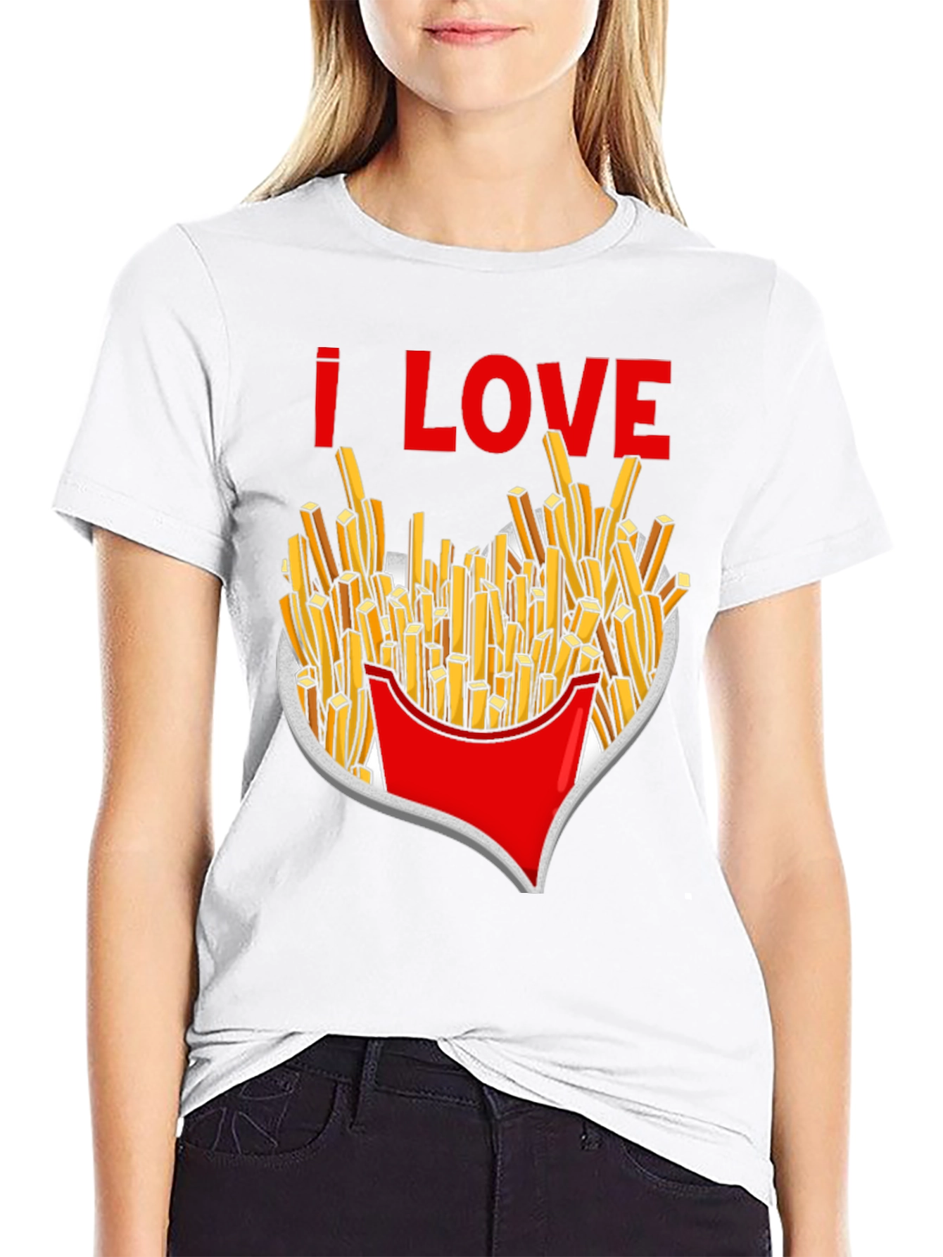 I Love French Fries T-Shirt Black Novelty Tee