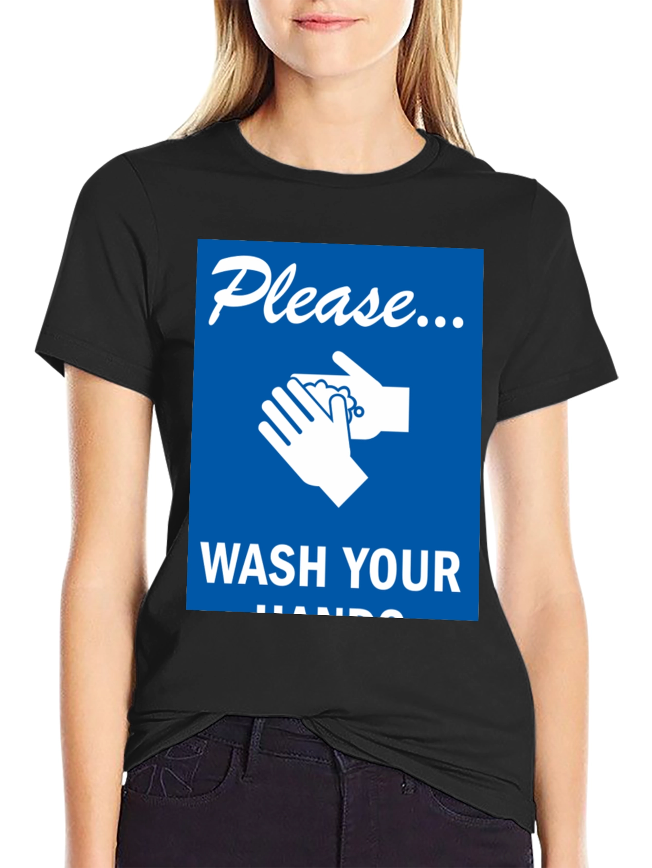 Wash Your Hands Graphic Tee - Black