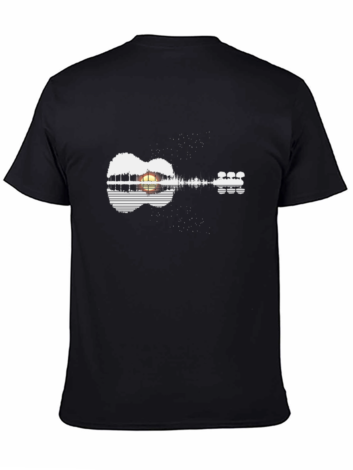 Guitar Sunset Graphic Tee - Black Unisex Shirt