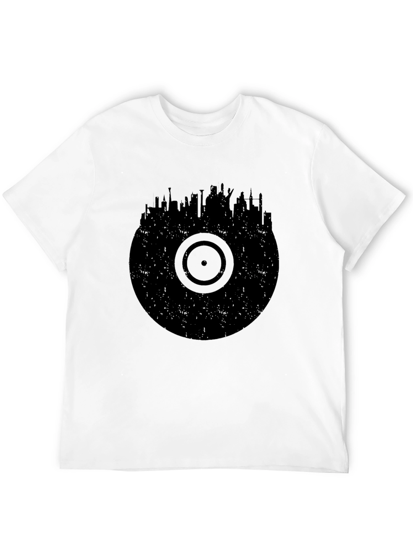 Vinyl Record Skyline Black T-Shirt