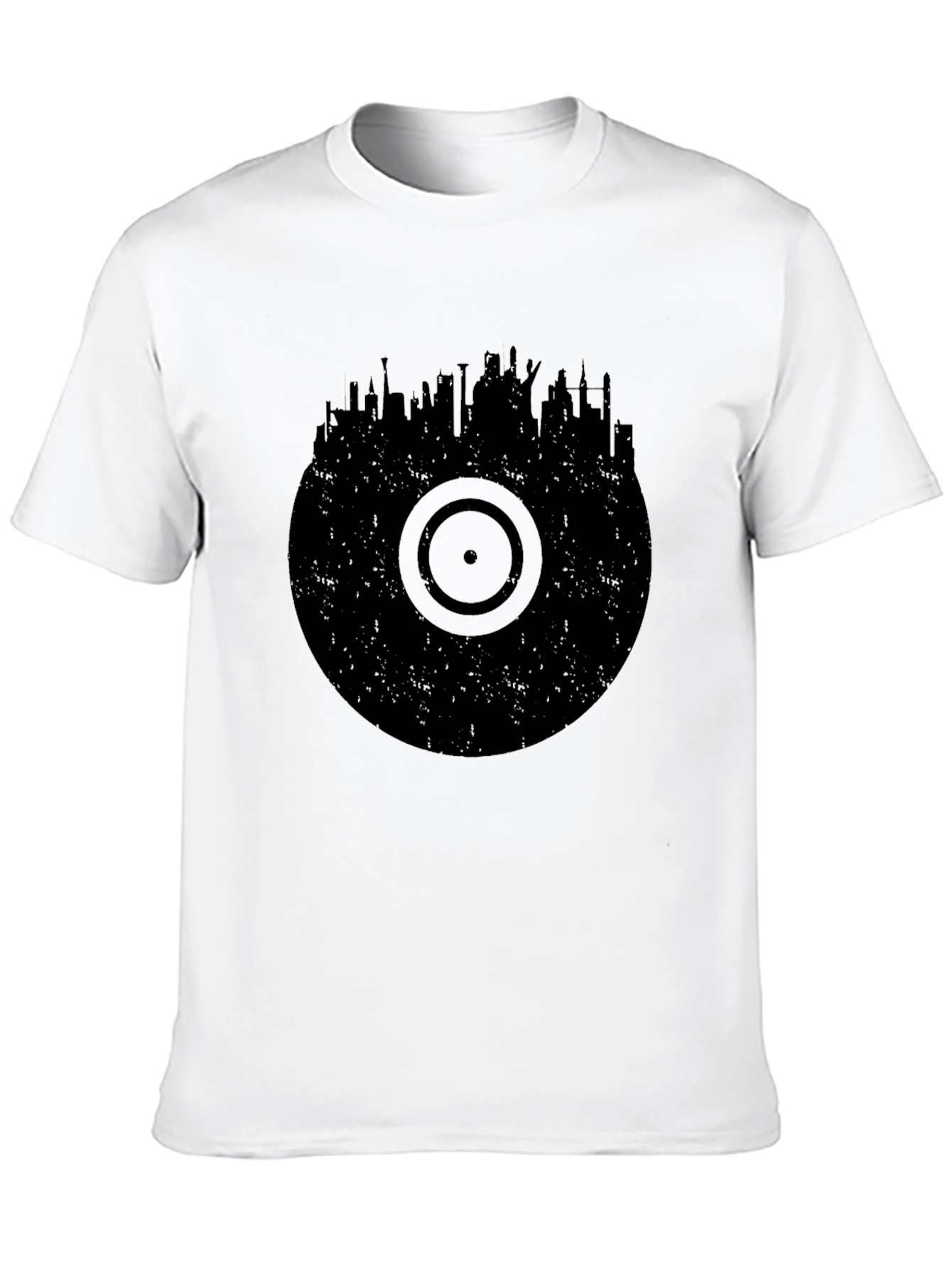 Vinyl Record Skyline Black T-Shirt
