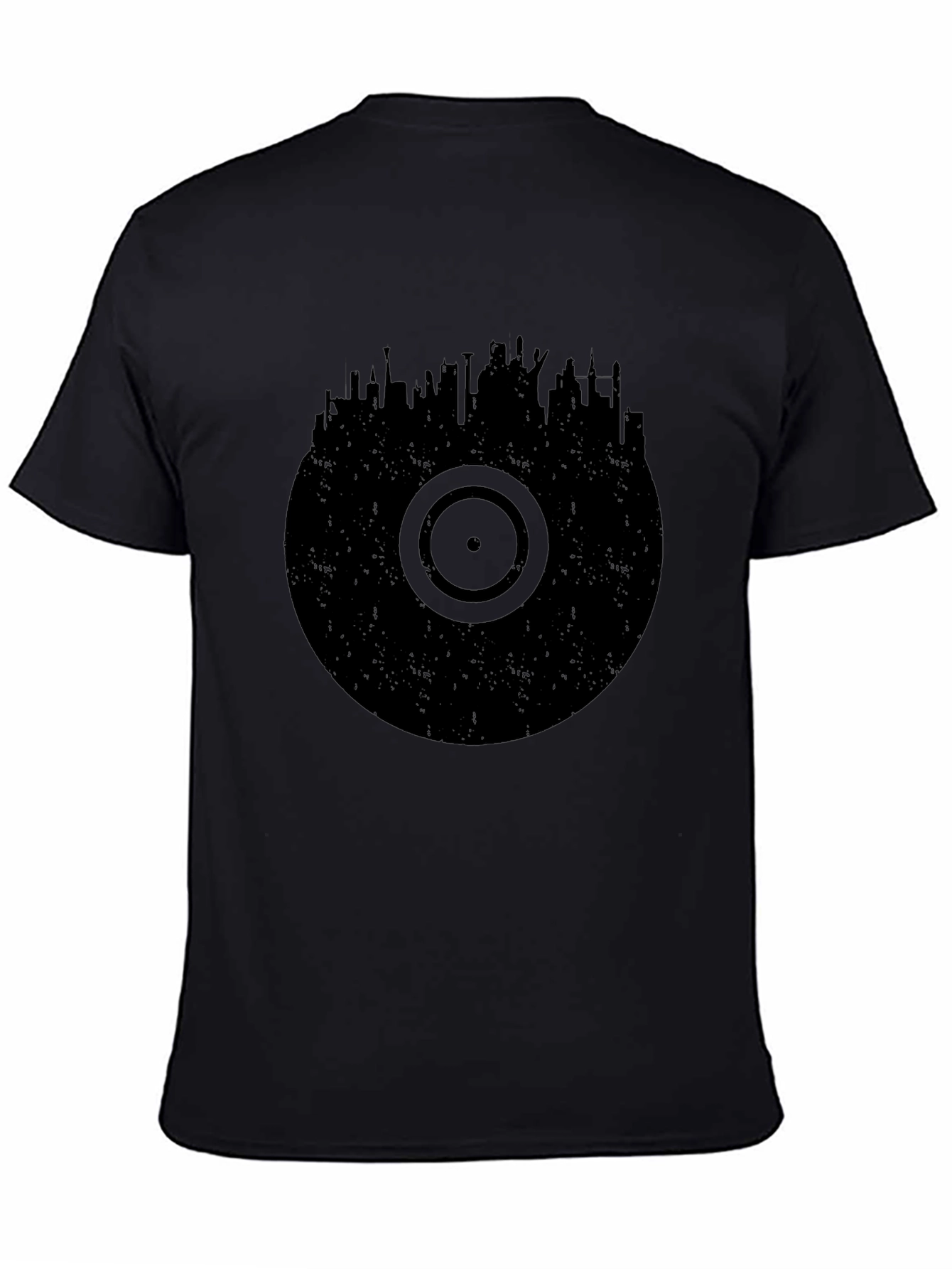 Vinyl Record Skyline Black T-Shirt