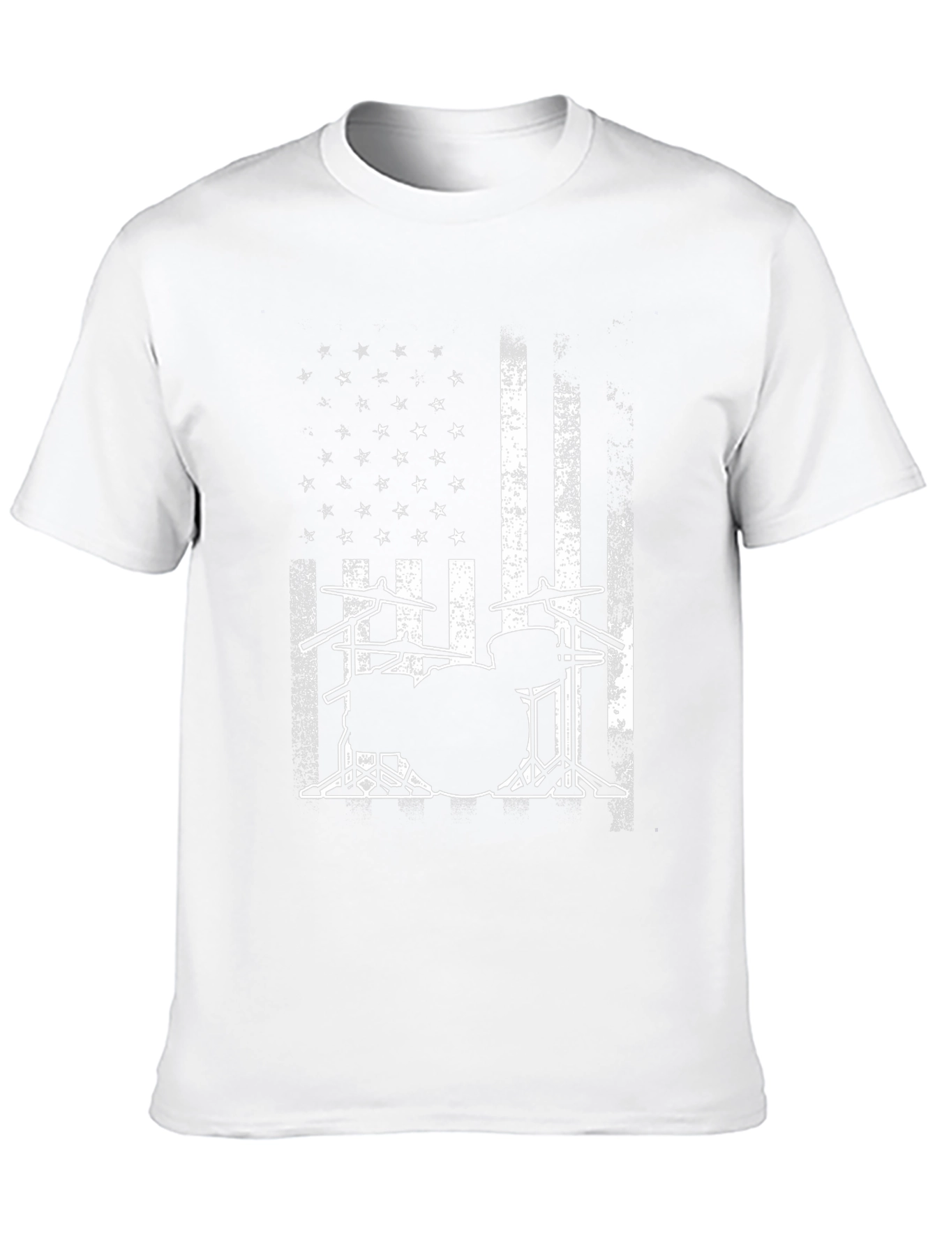 Drum Set American Flag Graphic T-Shirt