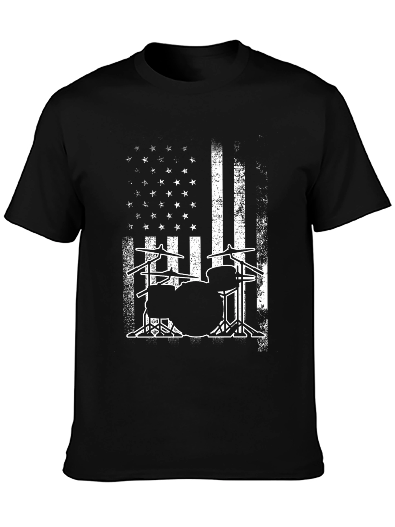 Drum Set American Flag Graphic T-Shirt