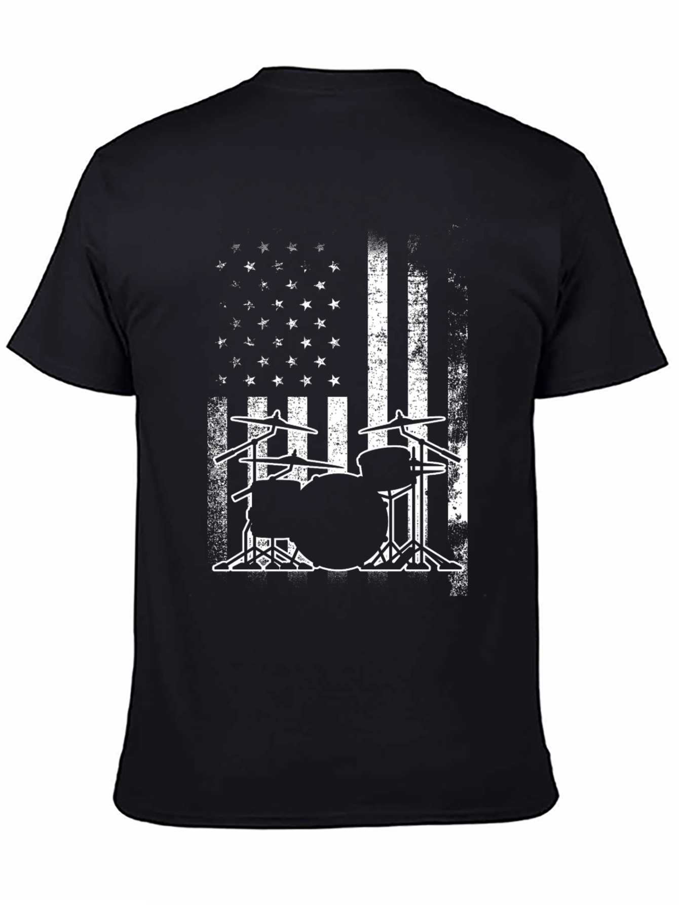Drum Set American Flag Graphic T-Shirt