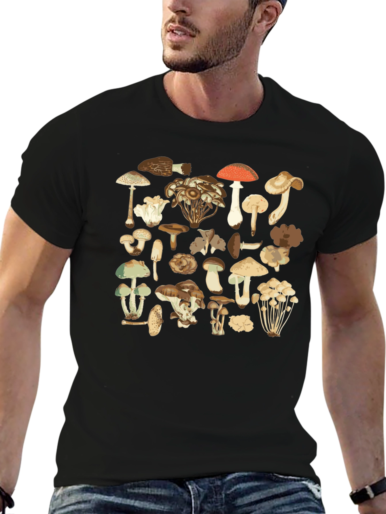 Mushroom Print T-Shirt - Nature Inspired Tee