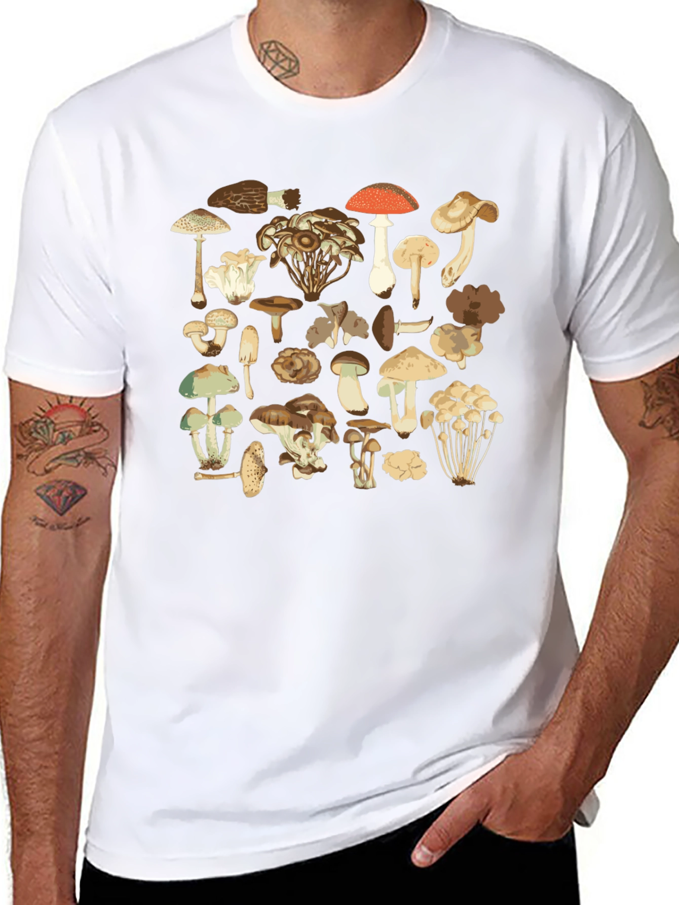 Mushroom Print T-Shirt - Nature Inspired Tee