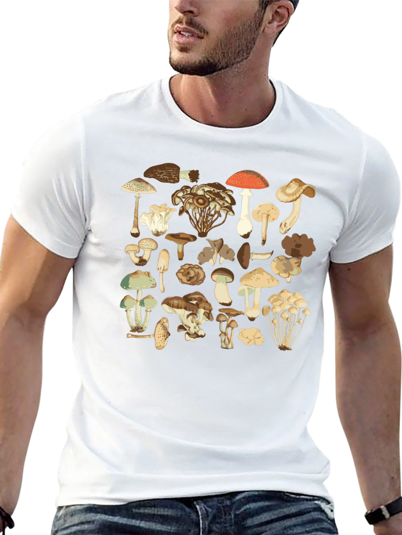 Mushroom Print T-Shirt - Nature Inspired Tee