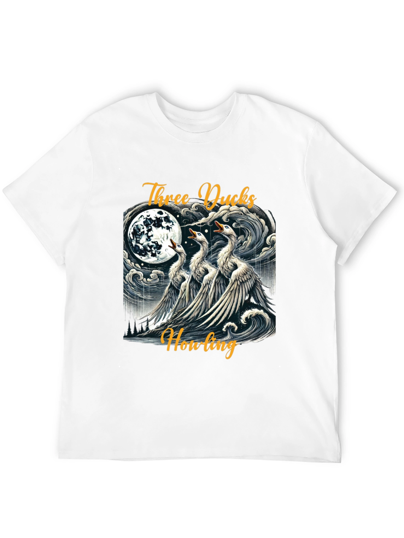 Three Ducks Howling Graphic Tee - Black