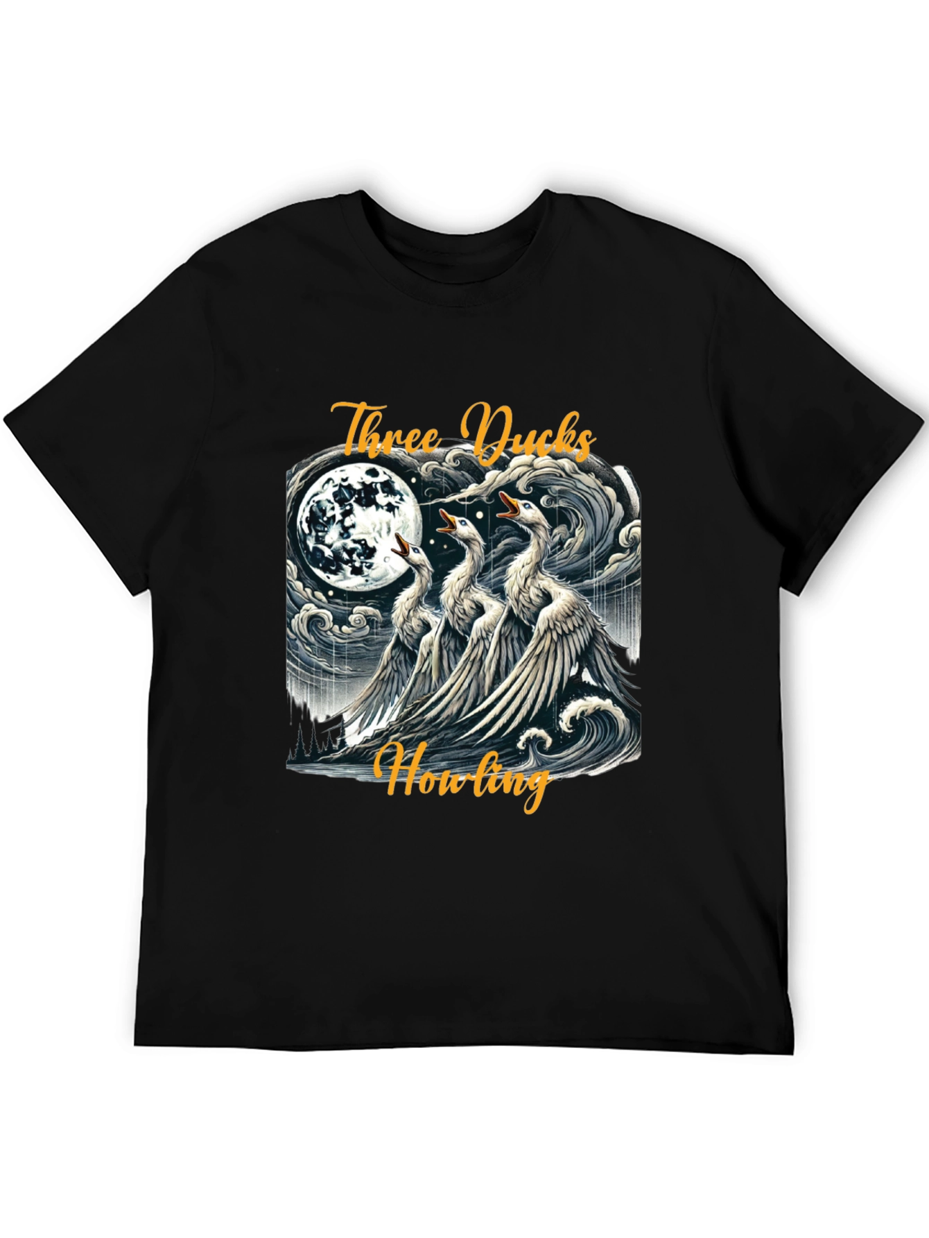 Three Ducks Howling Graphic Tee - Black