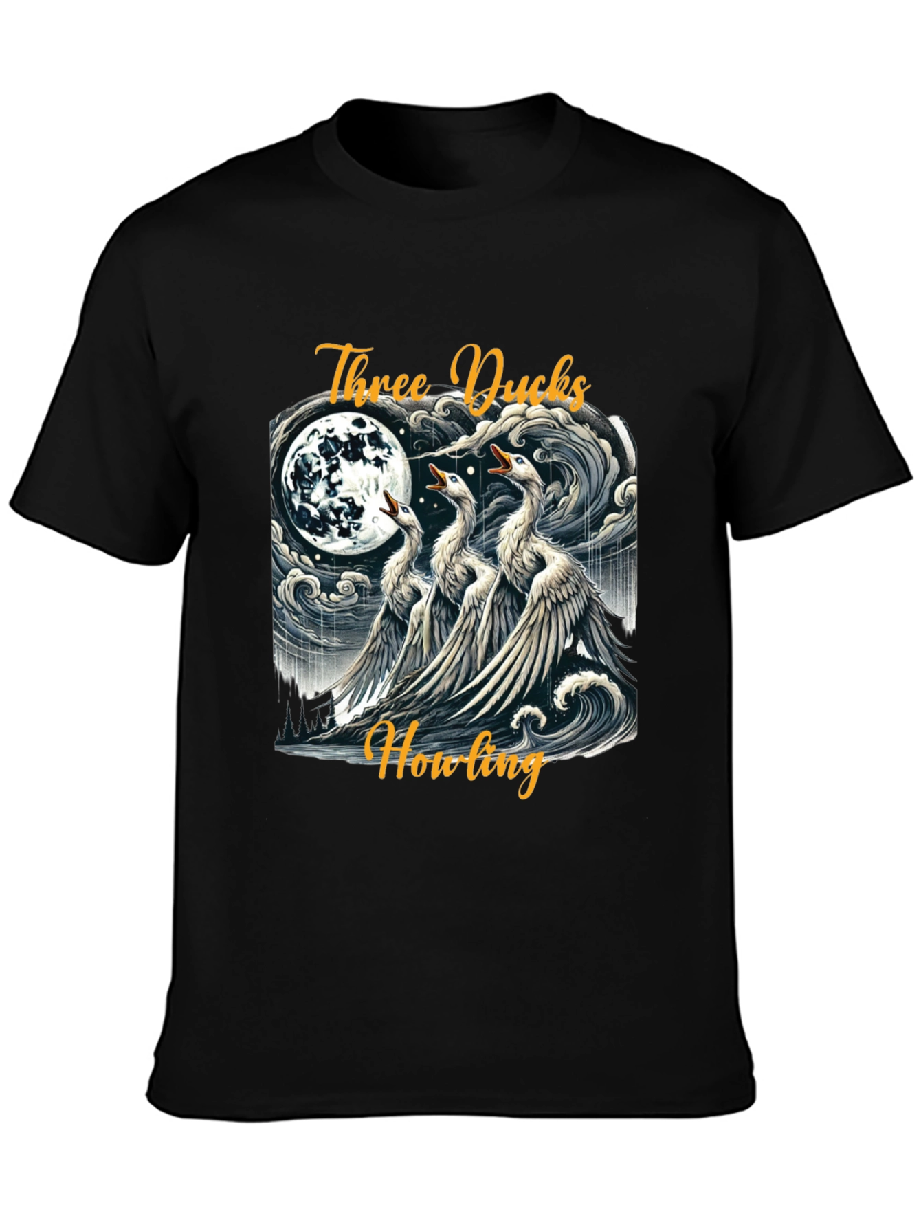 Three Ducks Howling Graphic Tee - Black