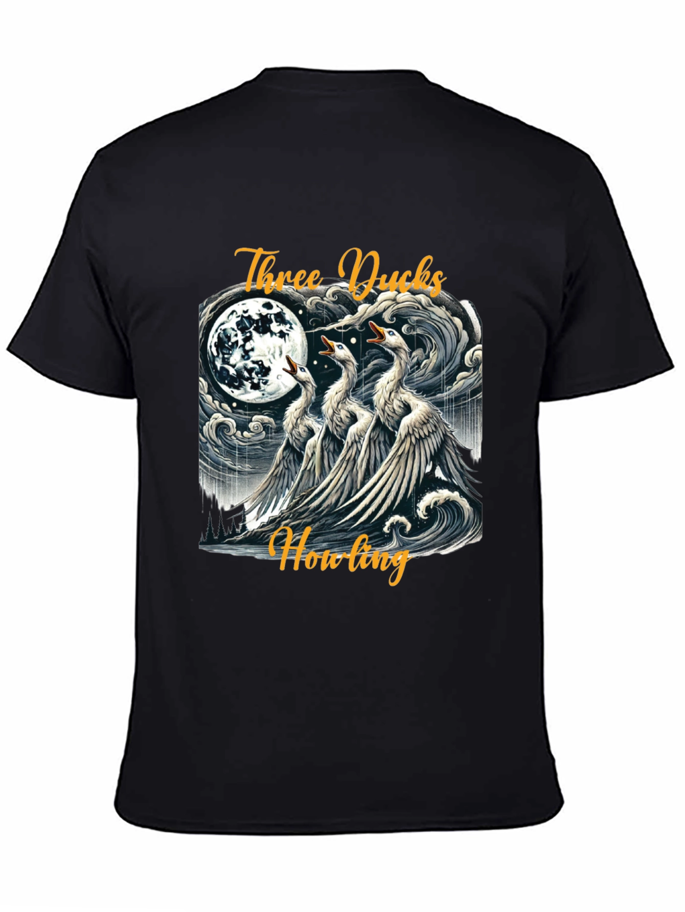 Three Ducks Howling Graphic Tee - Black