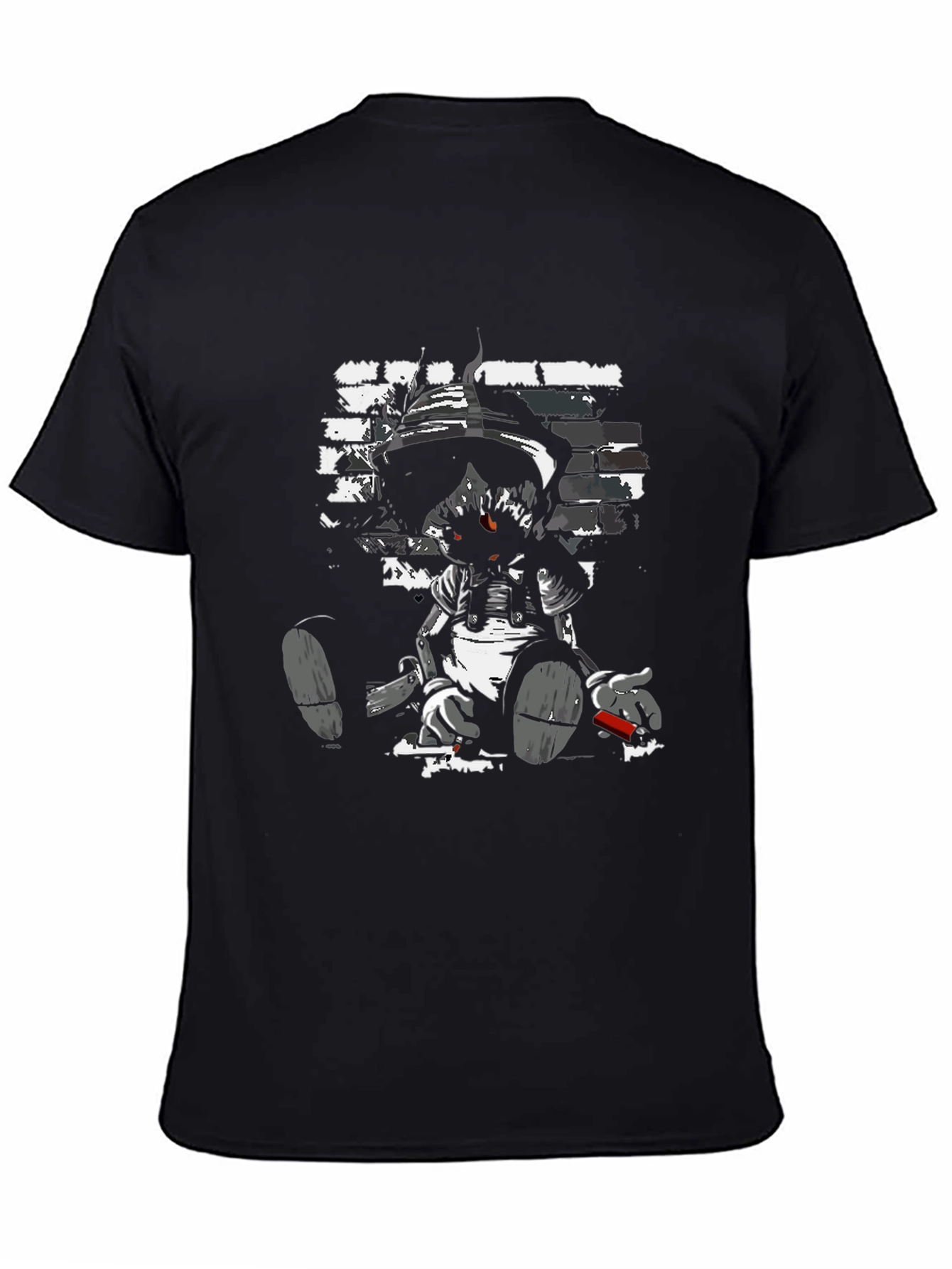 Edgy Cartoon Graphic Black T-Shirt