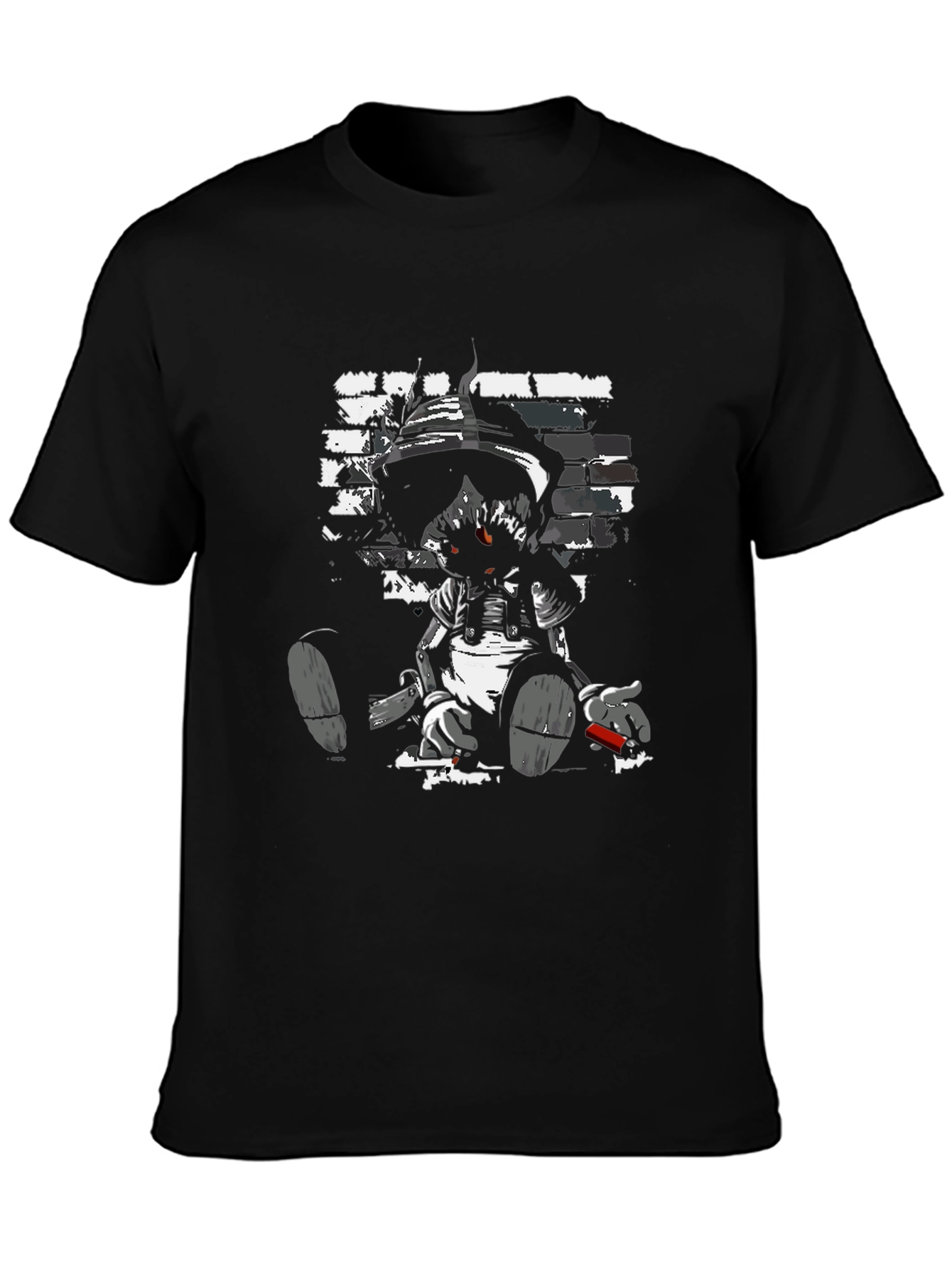 Edgy Cartoon Graphic Black T-Shirt