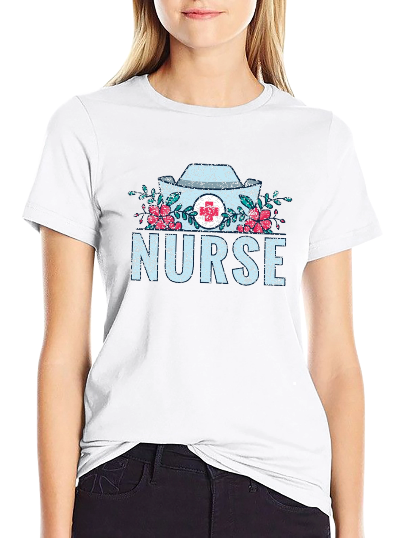 Nurse Floral Graphic T-Shirt - Medical Profession Apparel