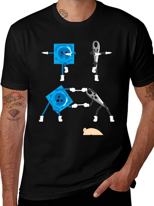 Funny Condom vs. Needle T-Shirt - Safe Sex Humor Tee