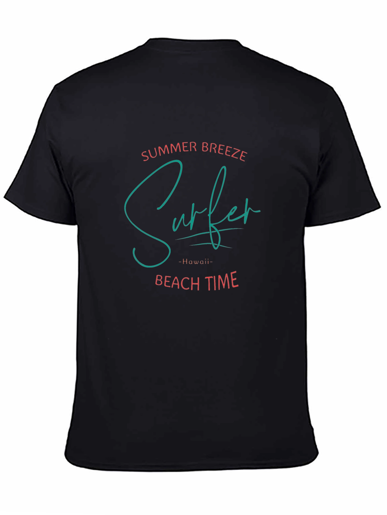 Summer Surfer Beach Time Black T-Shirt