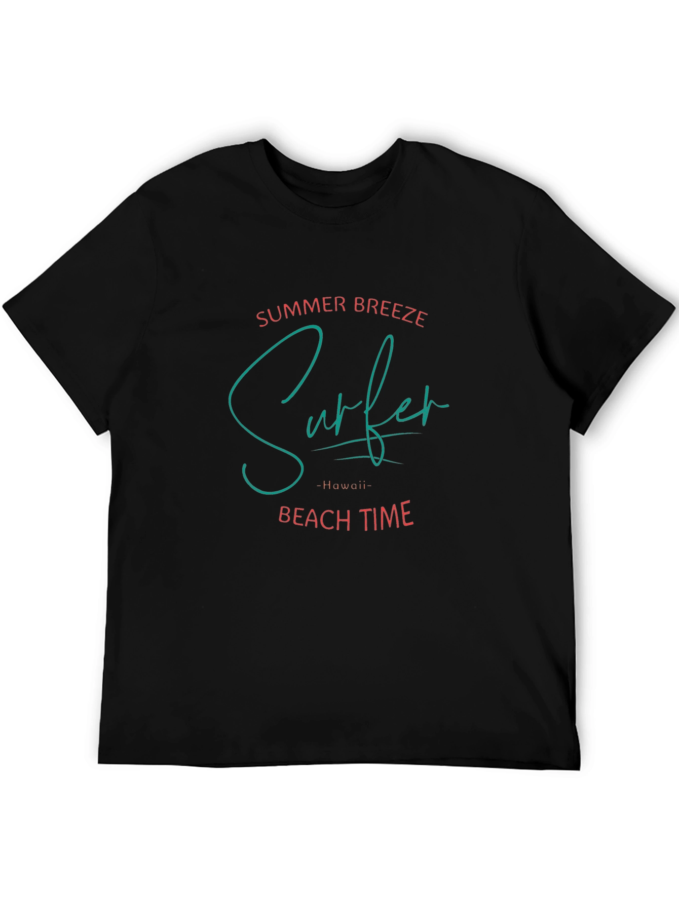 Summer Surfer Beach Time Black T-Shirt
