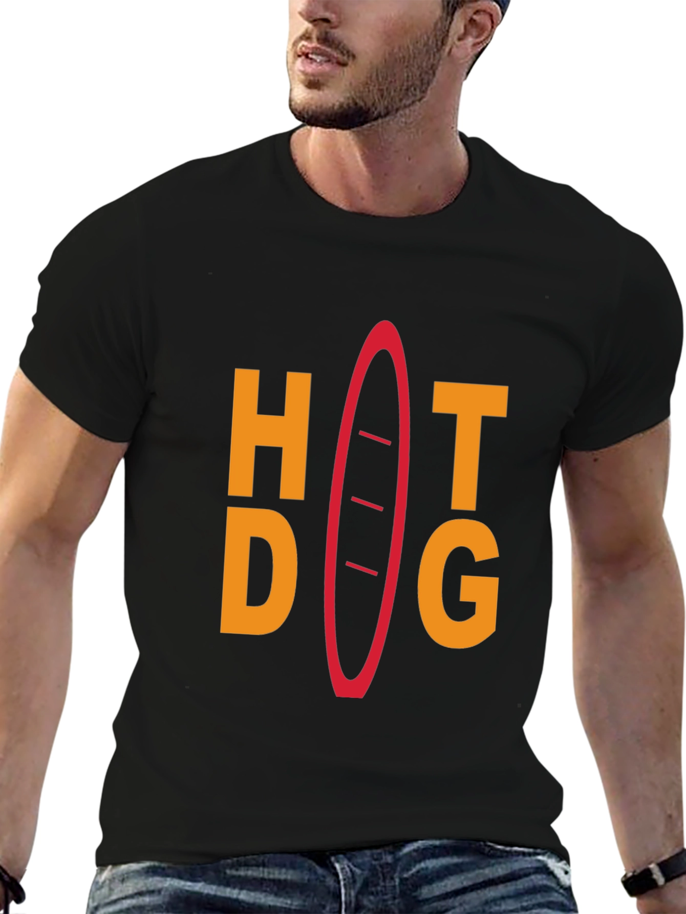 Hot Dog Graphic Tee - Unisex Black T-Shirt