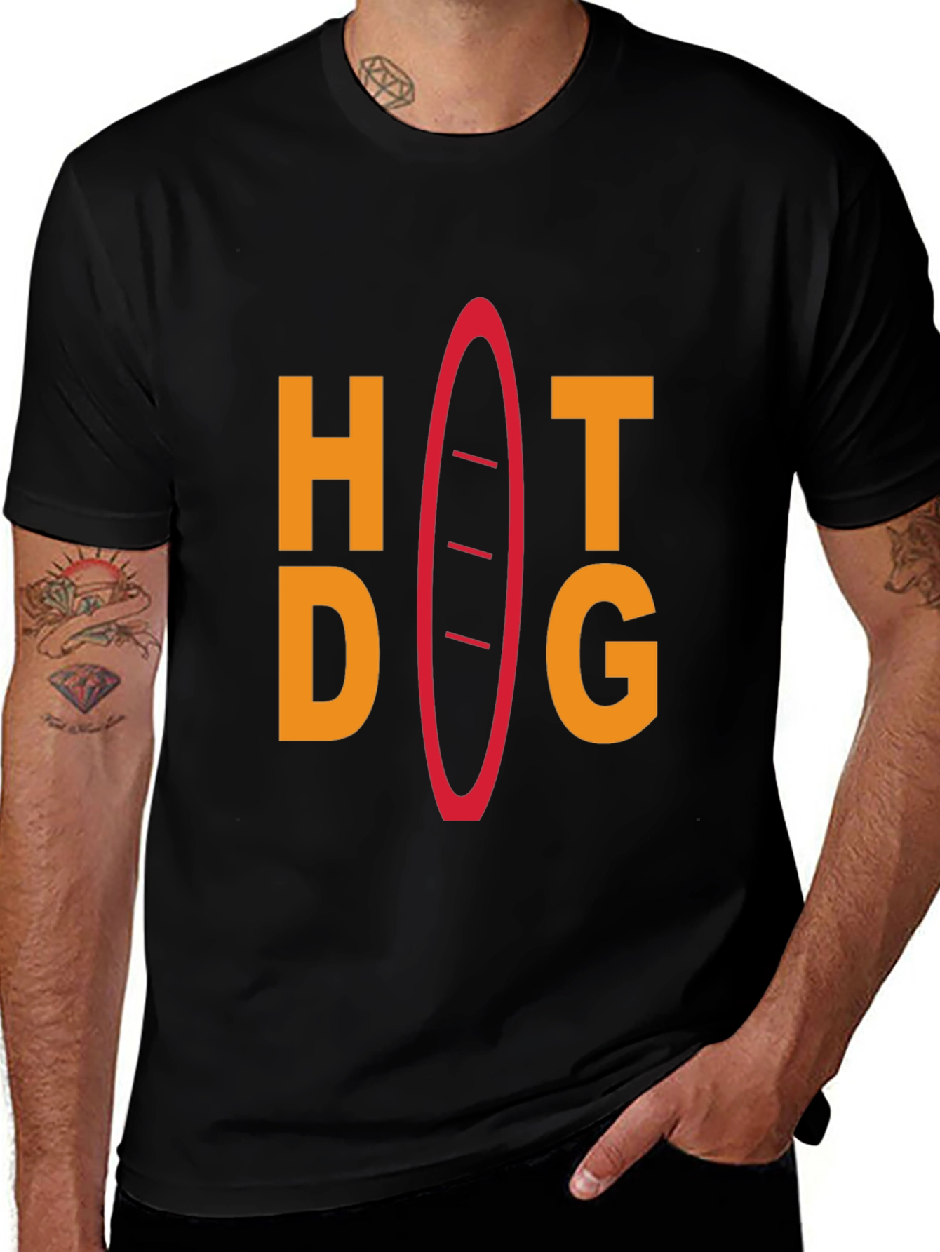 Hot Dog Graphic Tee - Unisex Black T-Shirt
