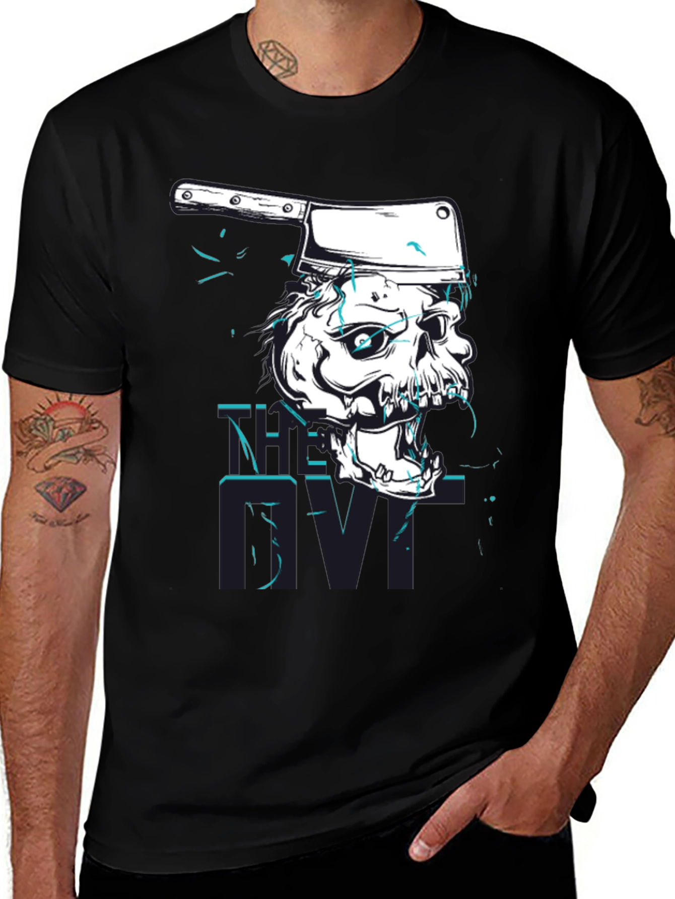 Skull Cleaver Graphic Tee - Edgy Style