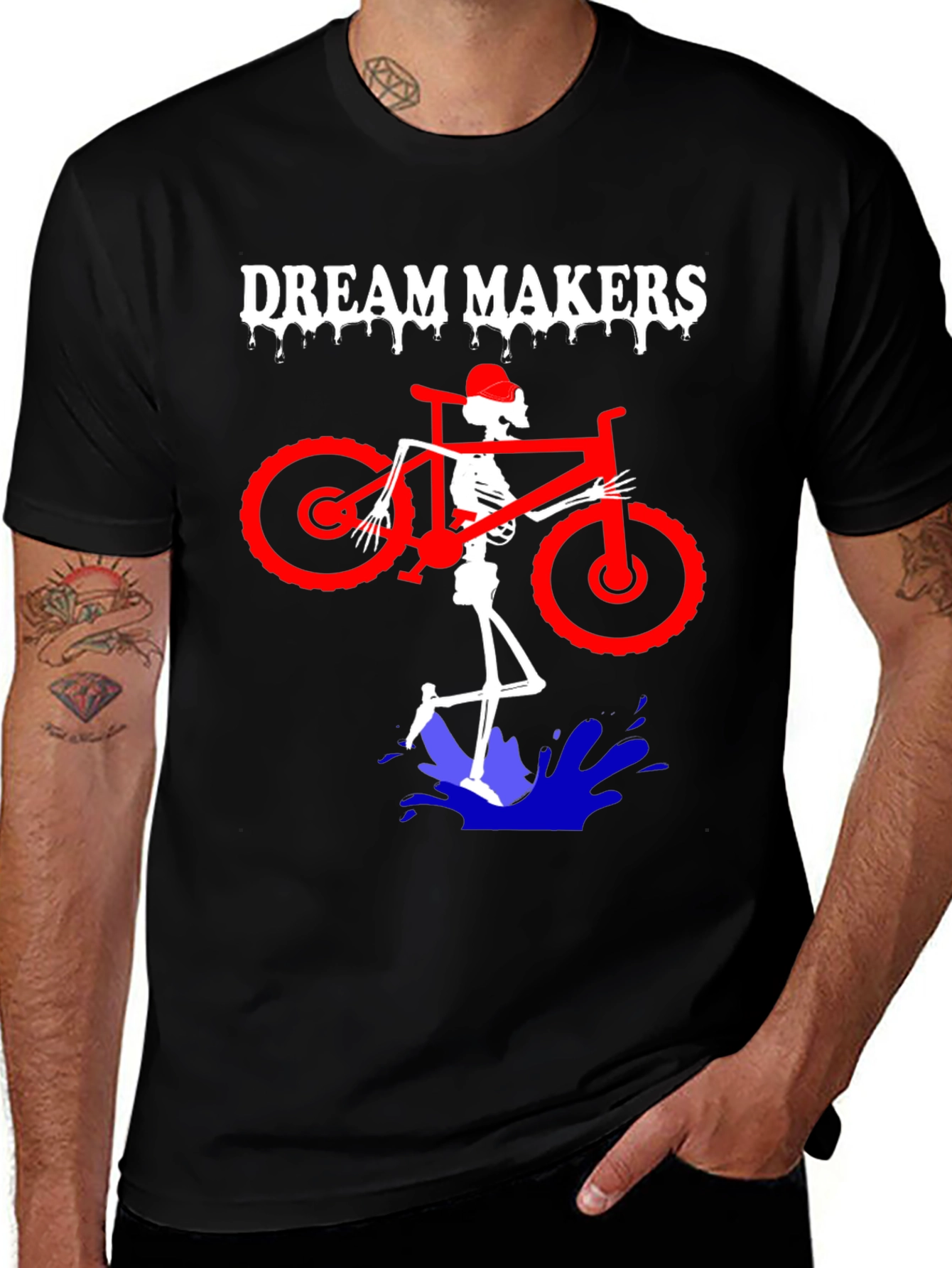 Dream Makers Skeleton Biker Graphic Tee