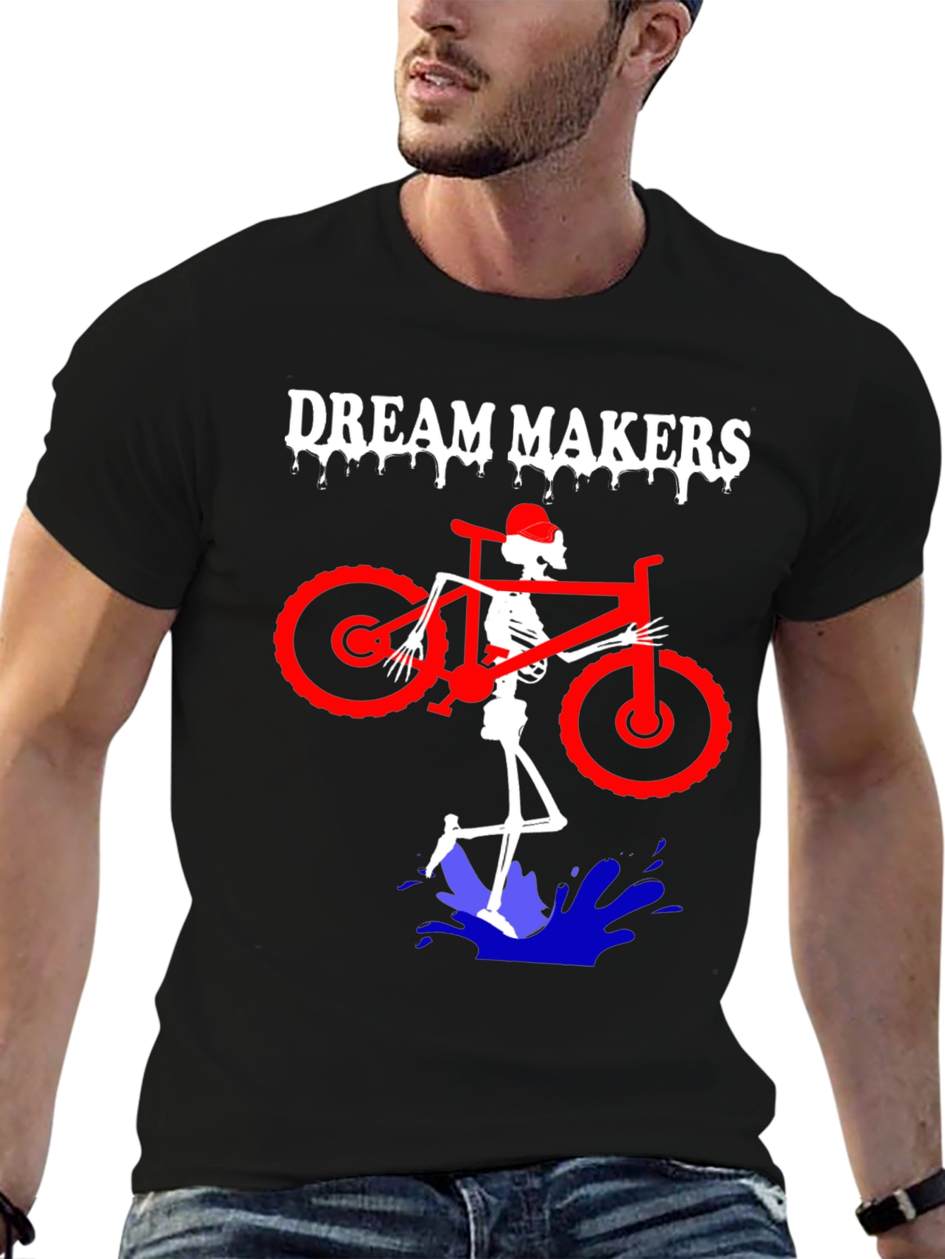 Dream Makers Skeleton Biker Graphic Tee