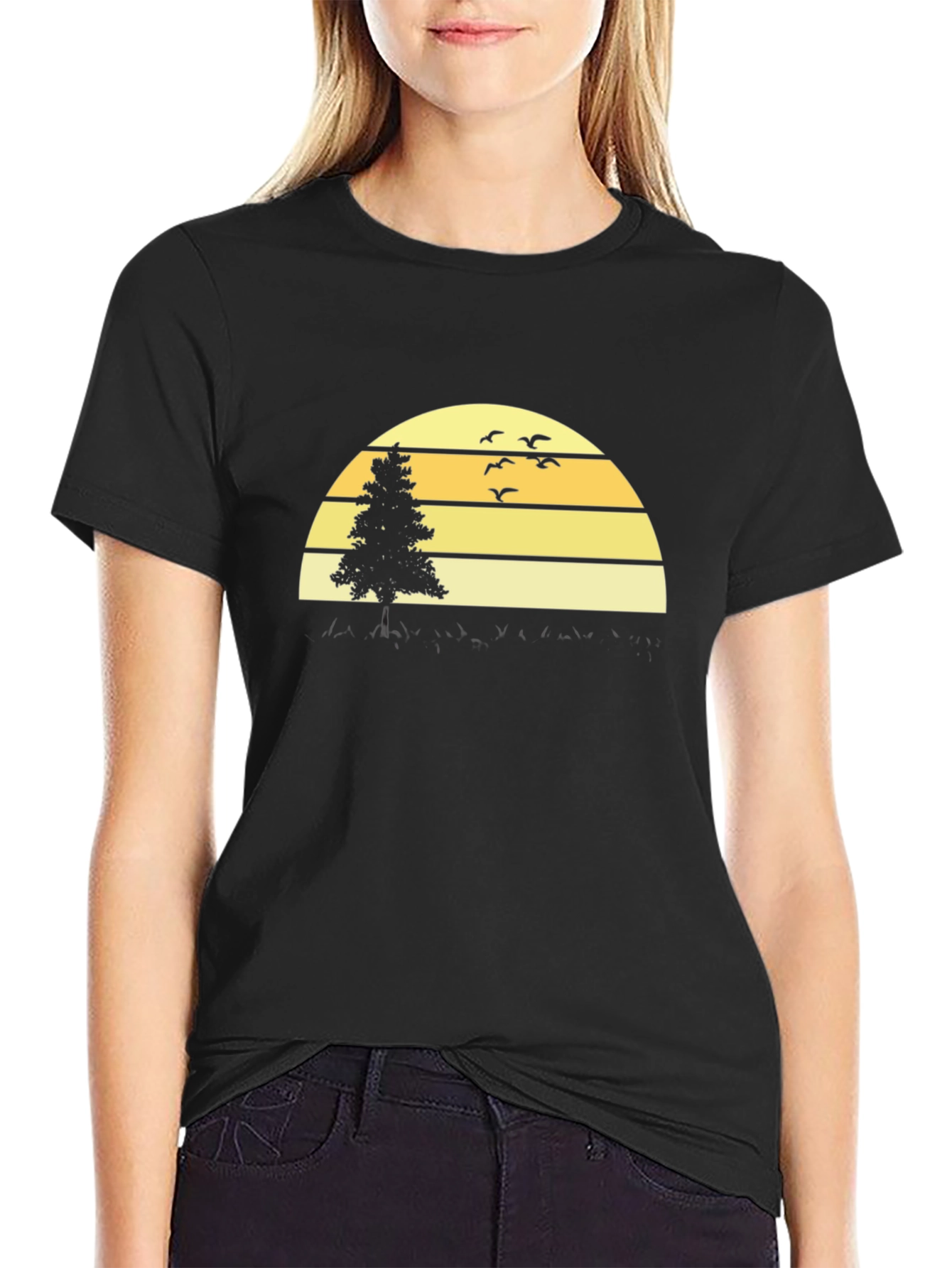 Sunset Tree Graphic Tee - Black