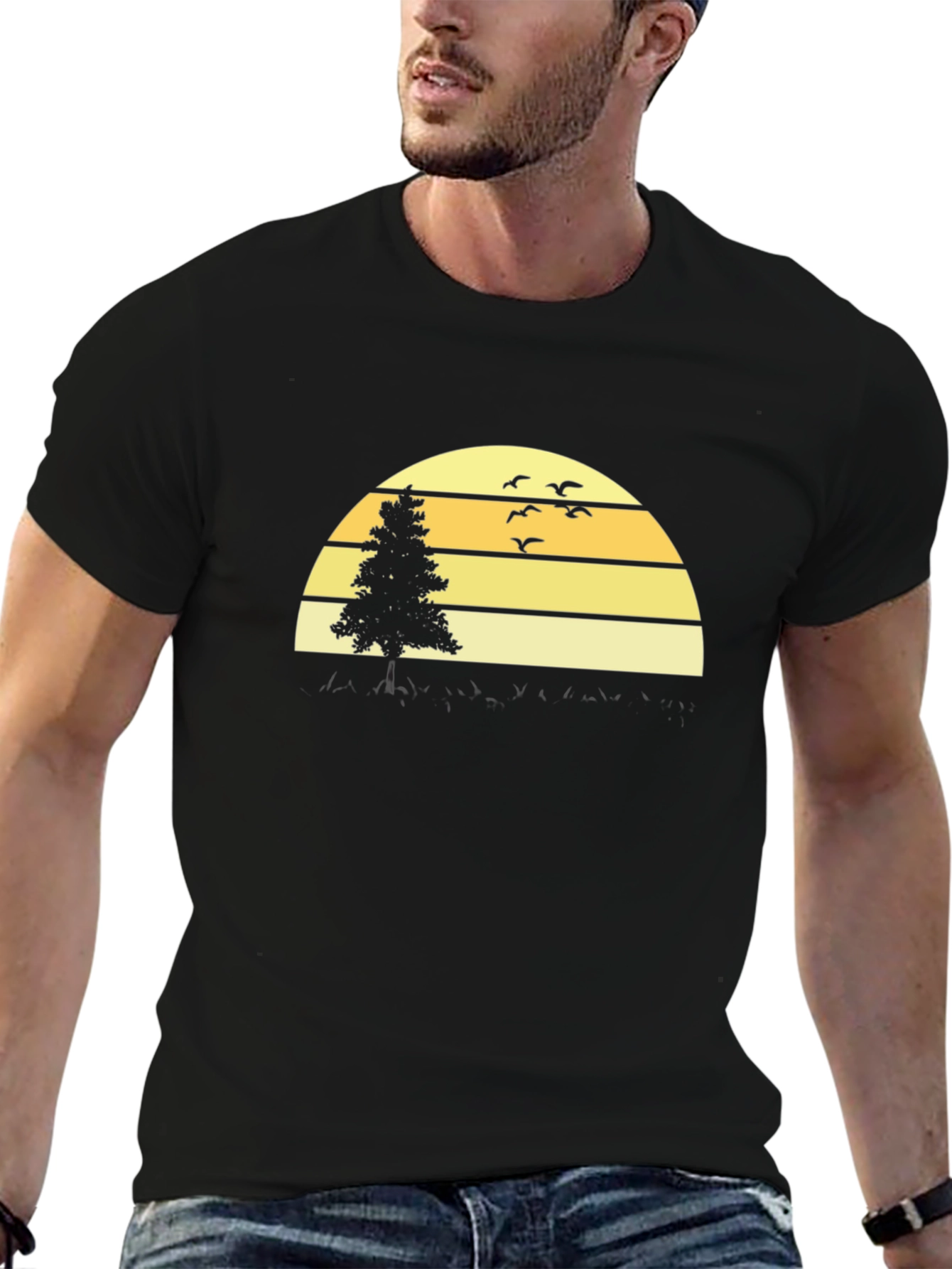Sunset Tree Graphic Tee - Black