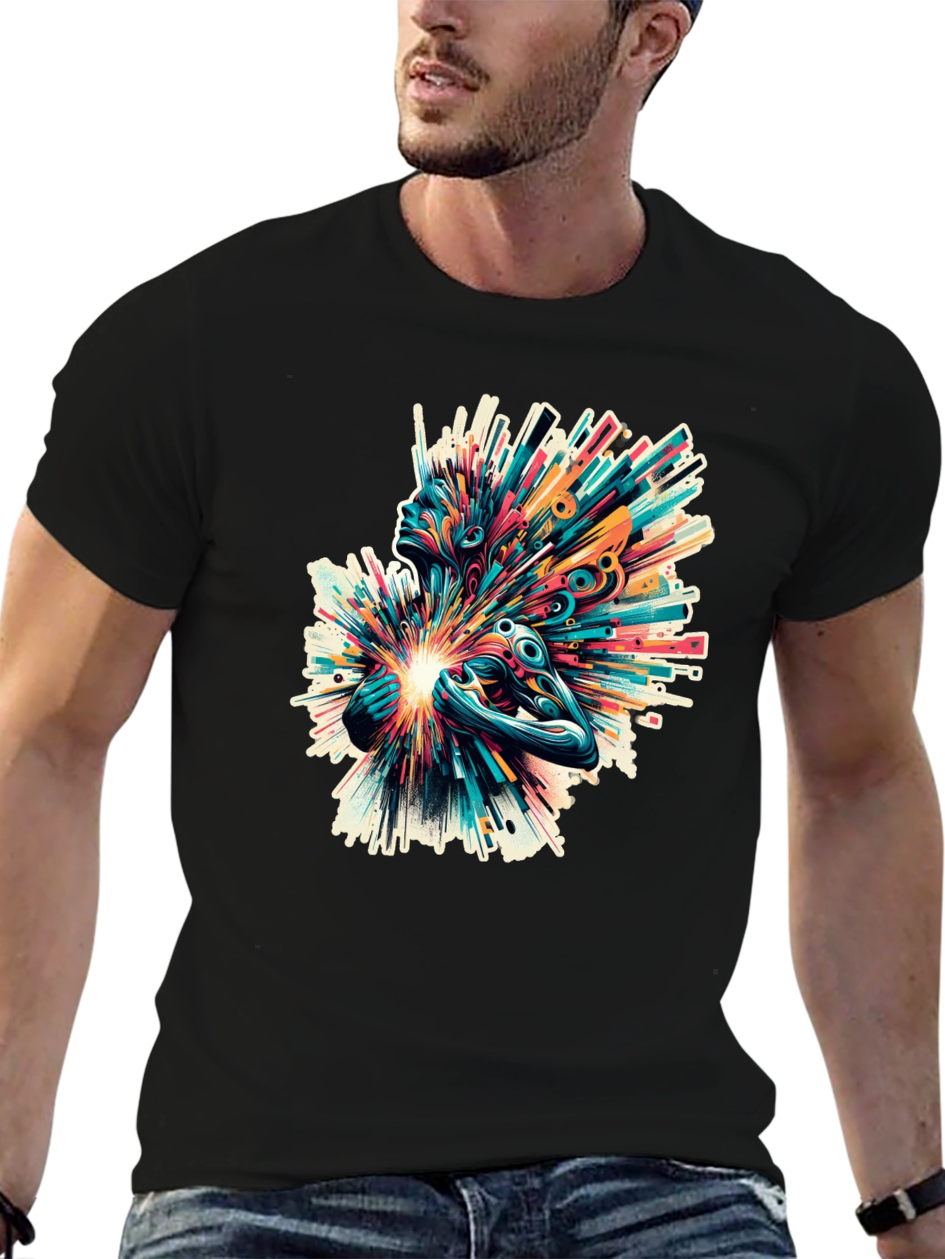Abstract Art Graphic Tee - Black T-Shirt