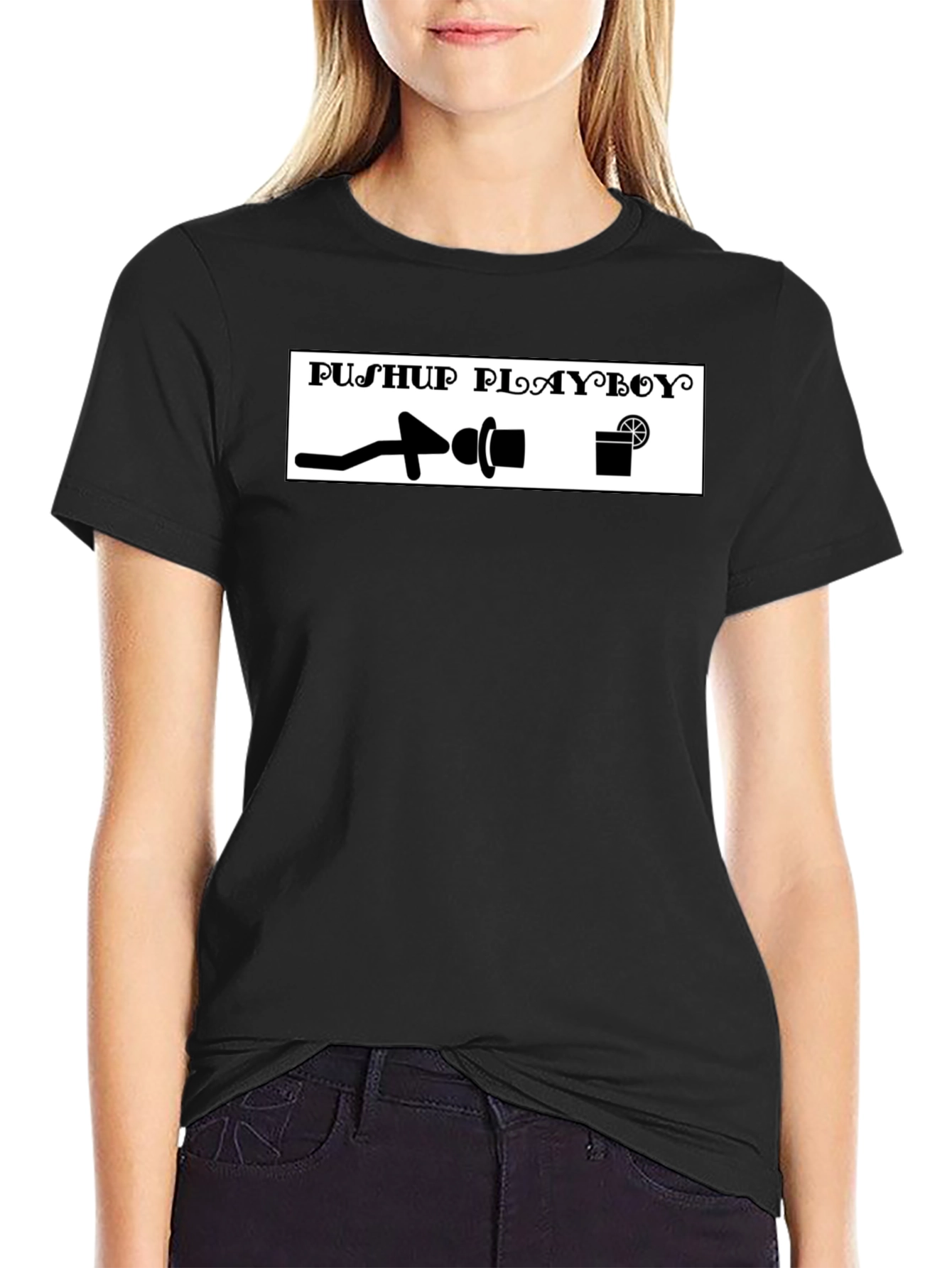 Pushup Playboy T-Shirt - Black Graphic Tee