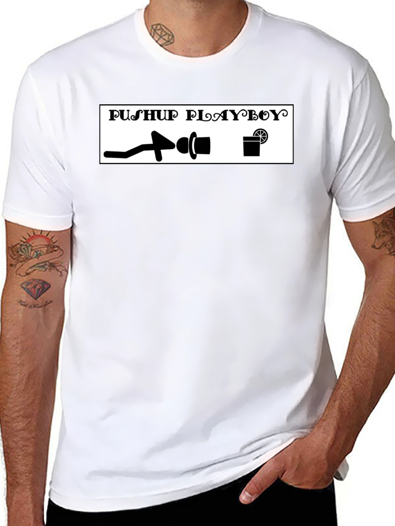 Pushup Playboy T-Shirt - Black Graphic Tee
