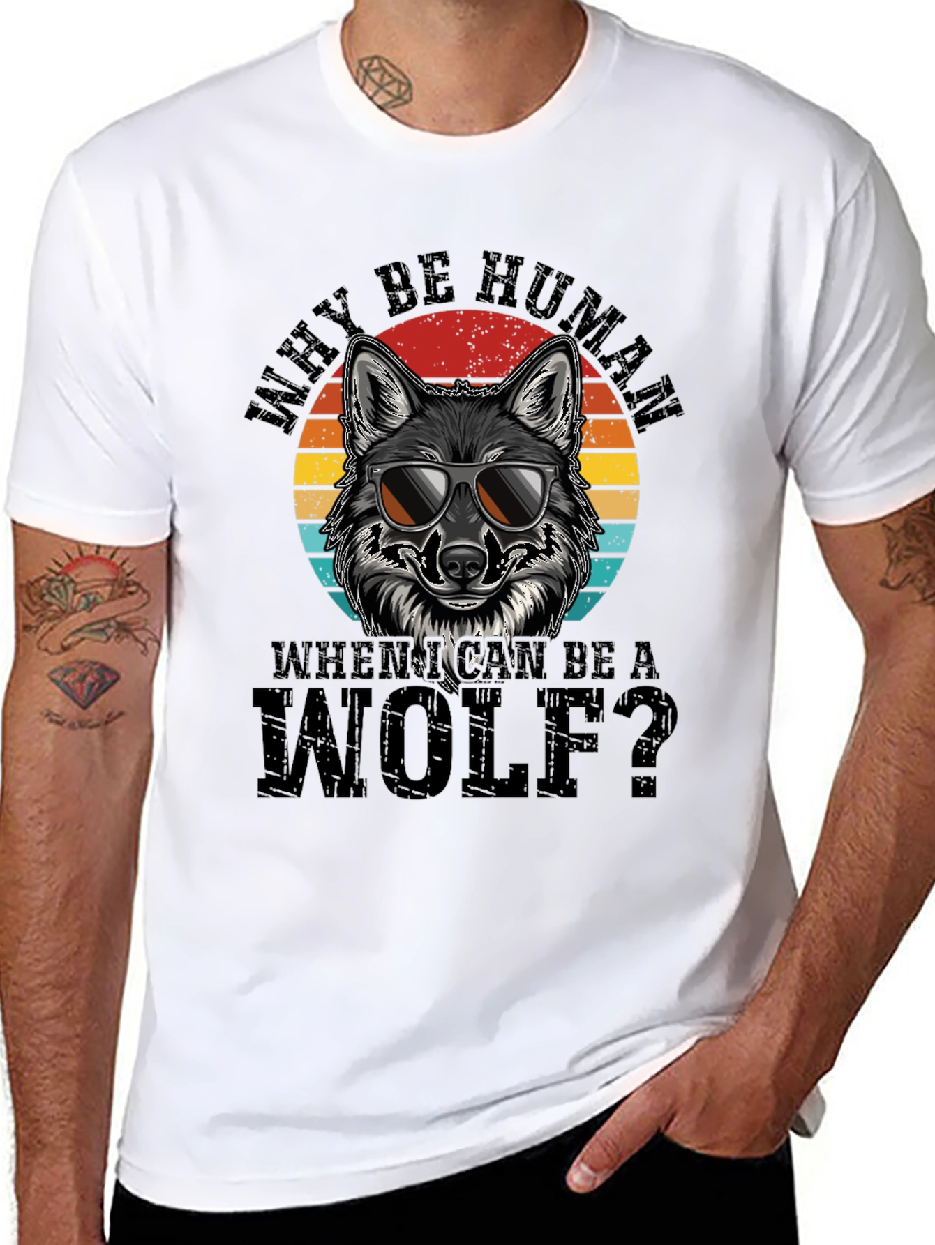 Why Be Human Wolf Graphic Tee