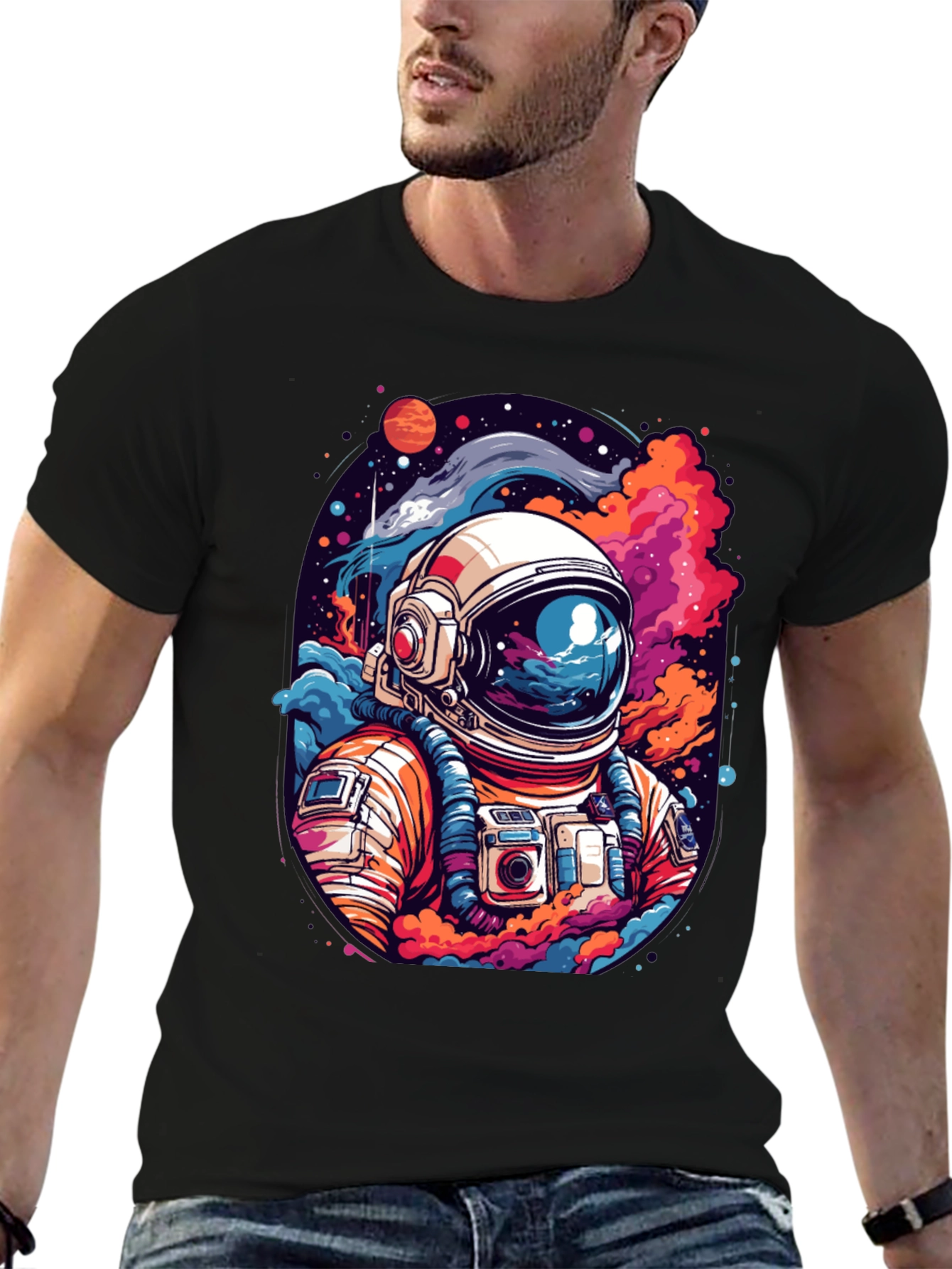 Cosmic Astronaut Graphic Tee - Mens Black T-Shirt