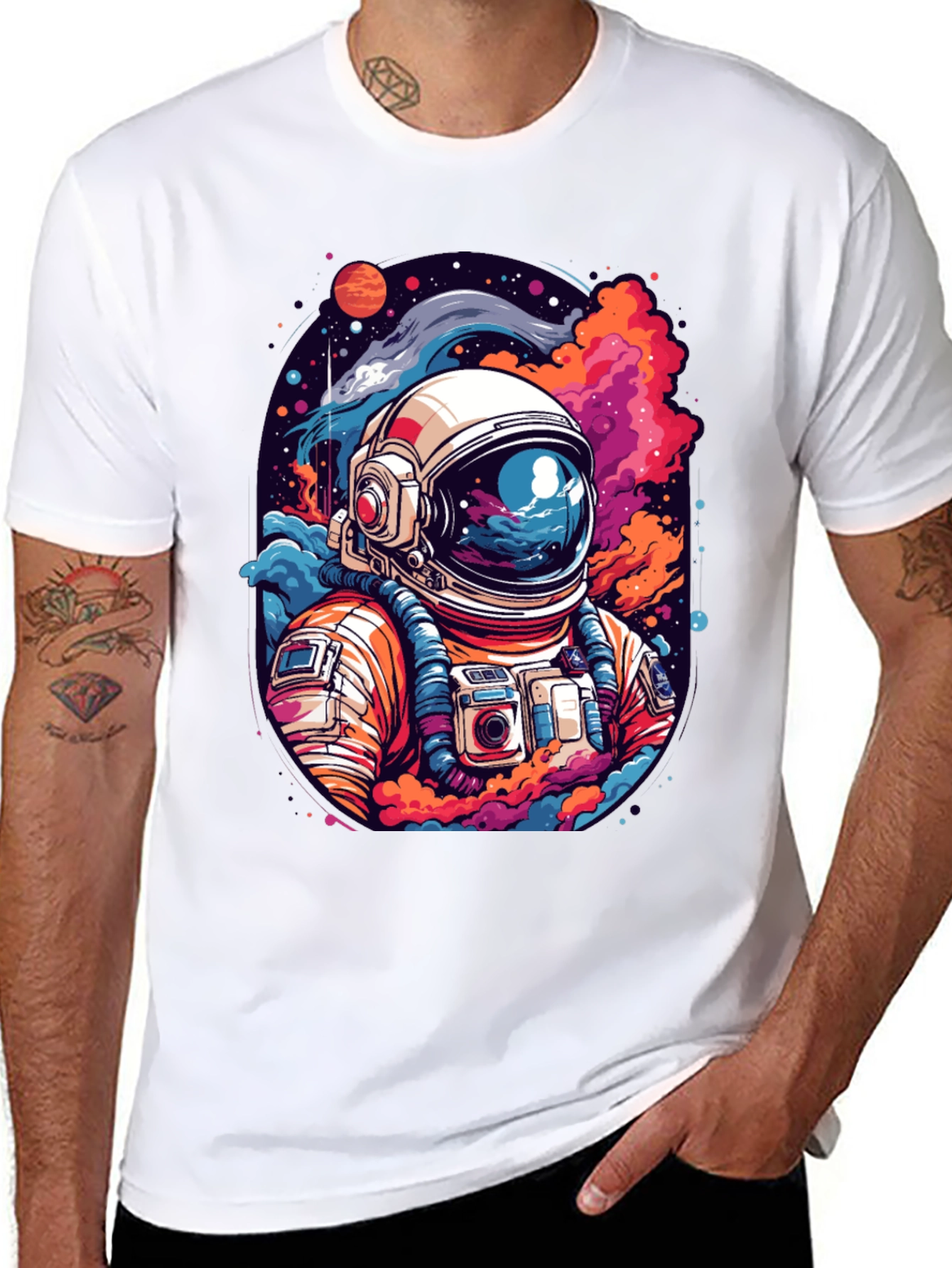 Cosmic Astronaut Graphic Tee - Mens Black T-Shirt