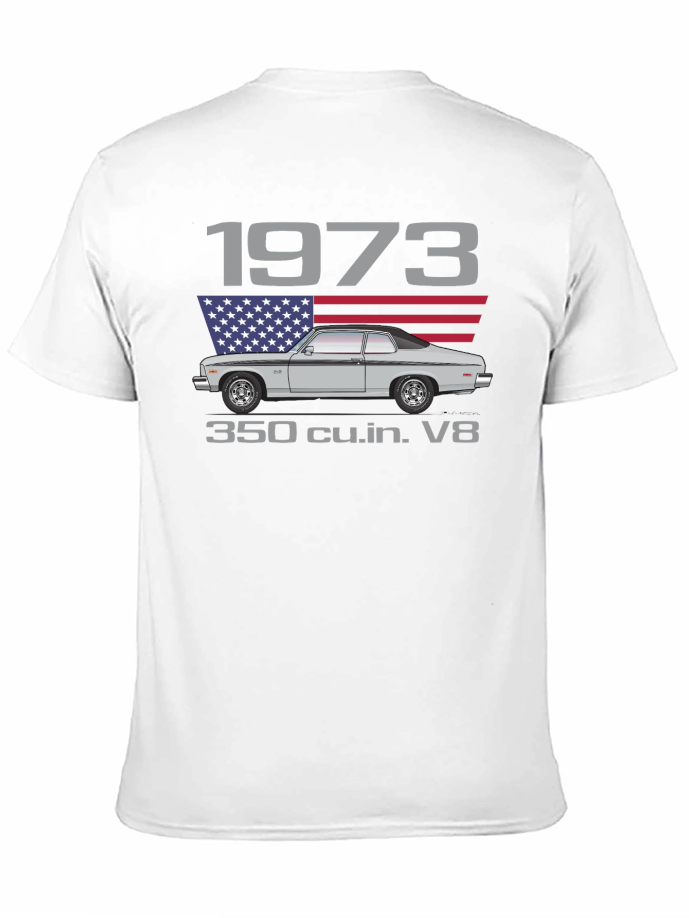 1973 Classic Car T-Shirt - V8 Engine Design