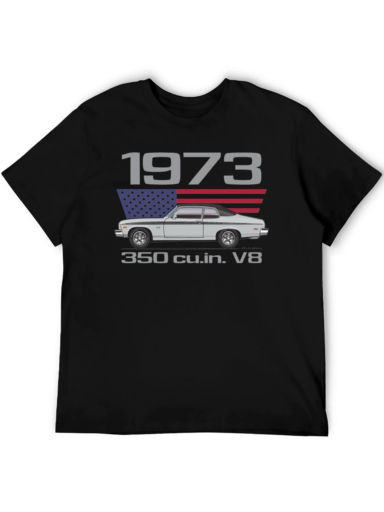 1973 Classic Car T-Shirt - V8 Engine Design