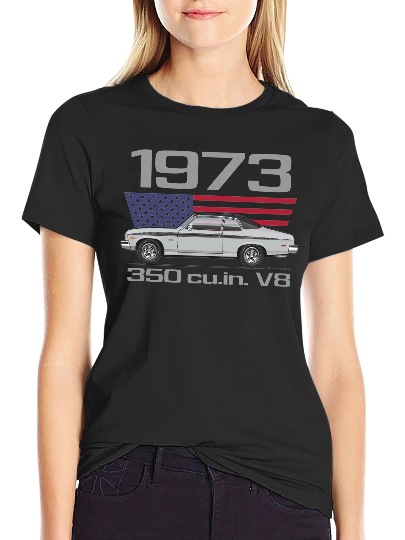 1973 Classic Car T-Shirt - V8 Engine Design