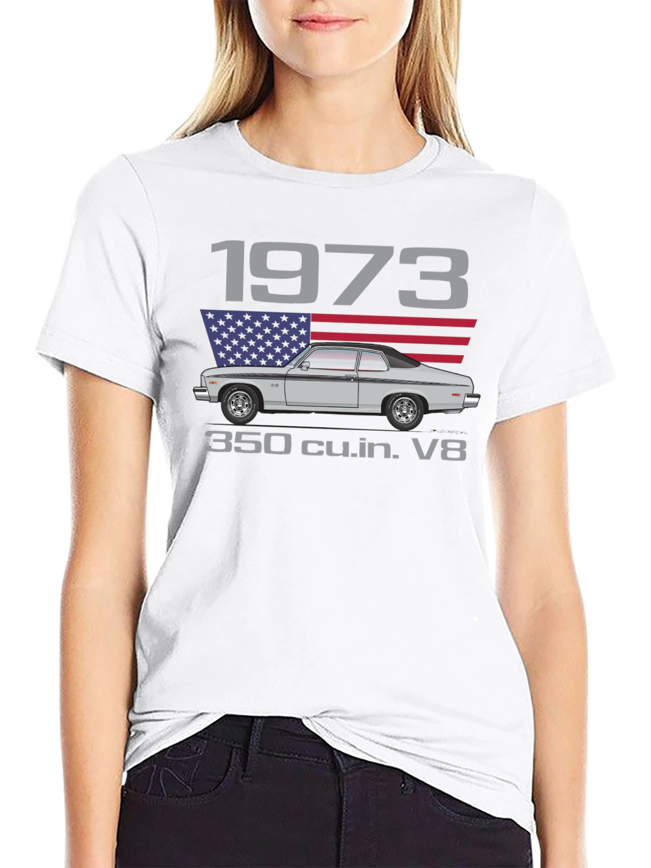 1973 Classic Car T-Shirt - V8 Engine Design