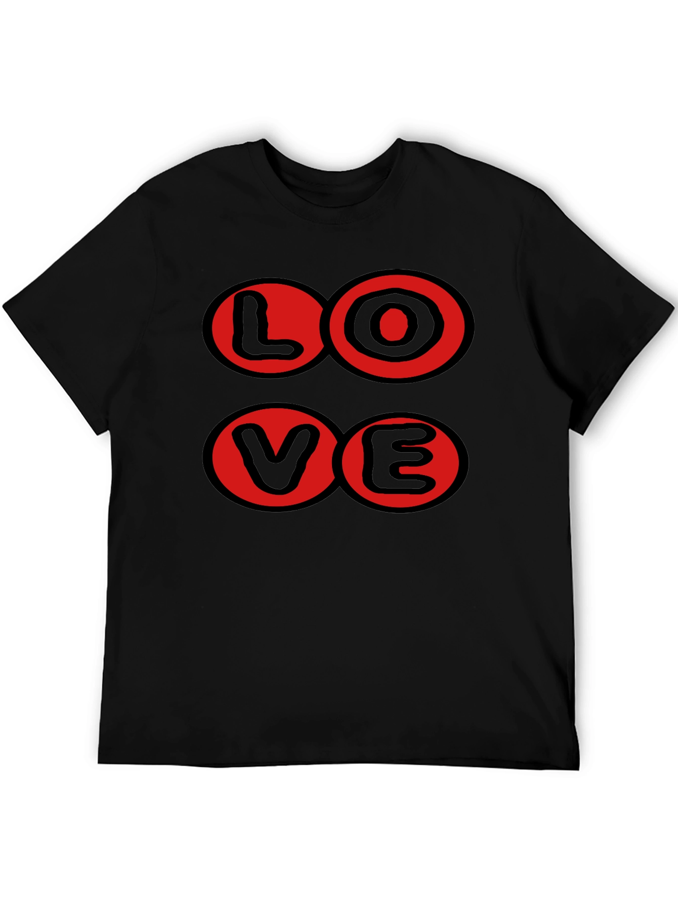 Love Graphic T-Shirt - Black with Red Circles