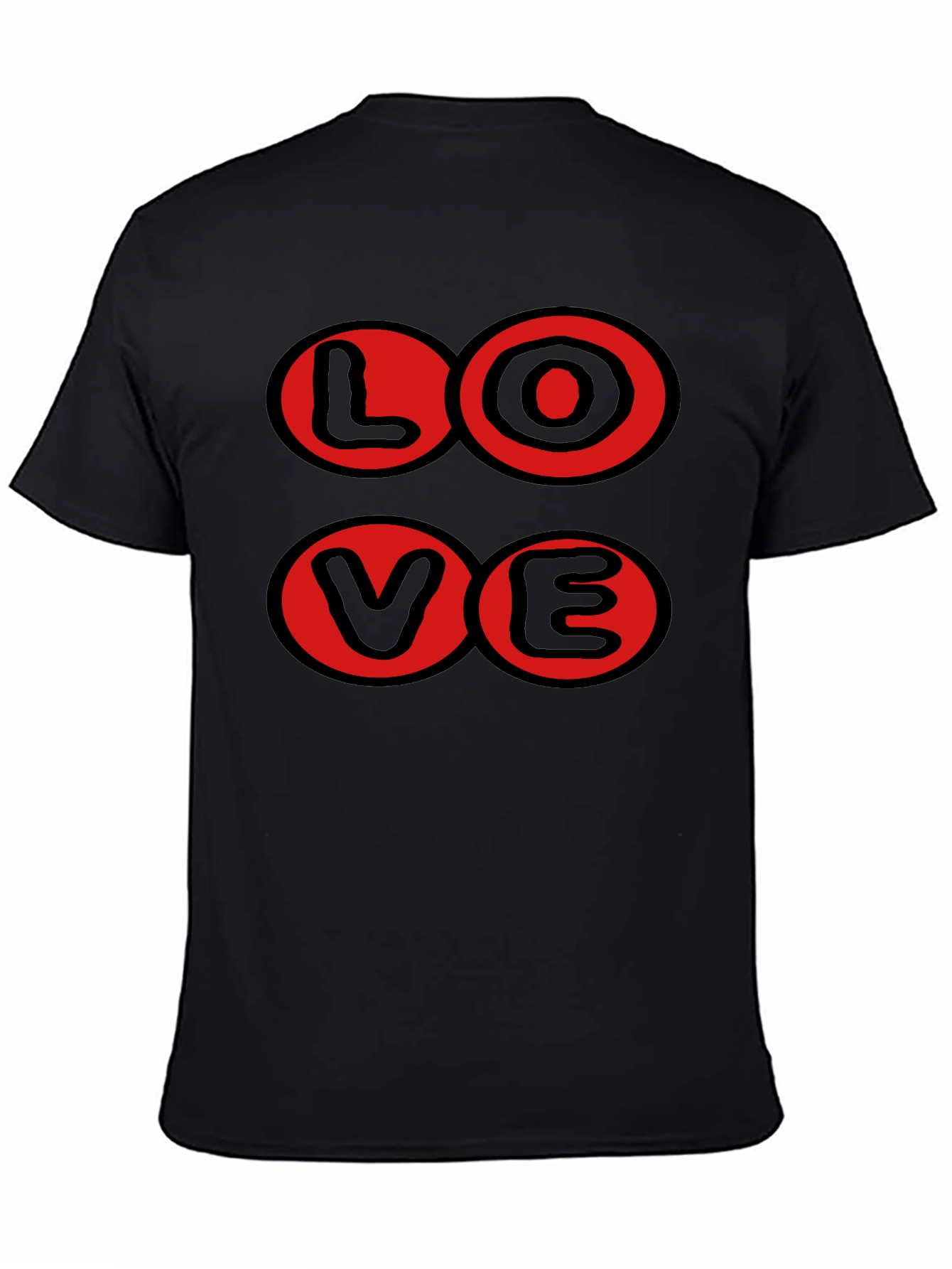 Love Graphic T-Shirt - Black with Red Circles