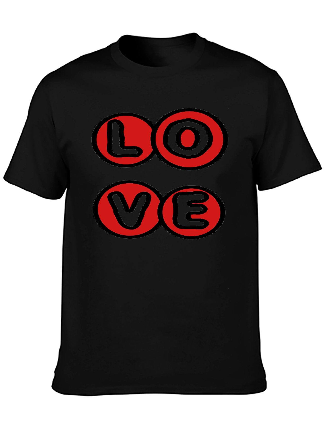 Love Graphic T-Shirt - Black with Red Circles