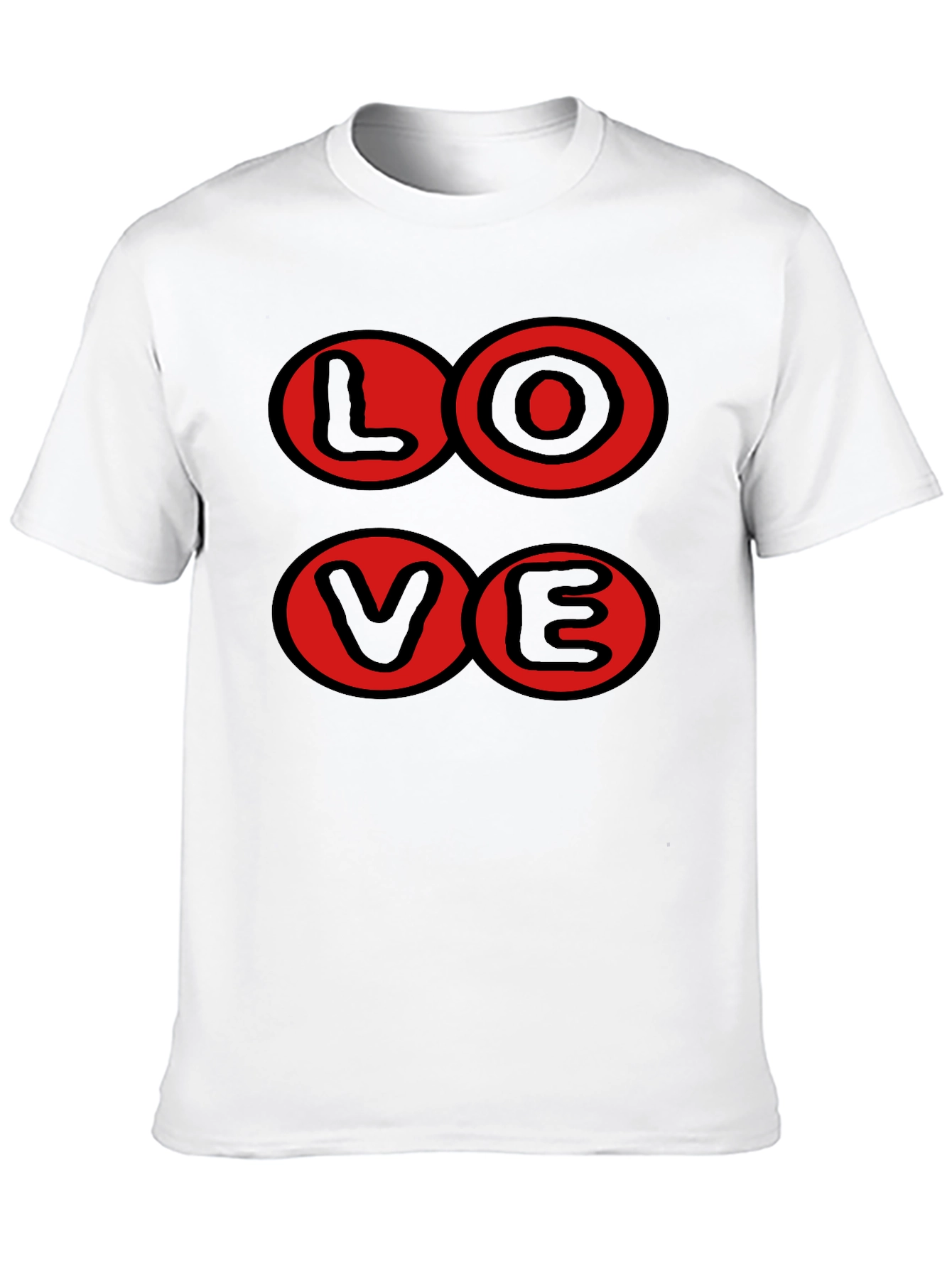 Love Graphic T-Shirt - Black with Red Circles