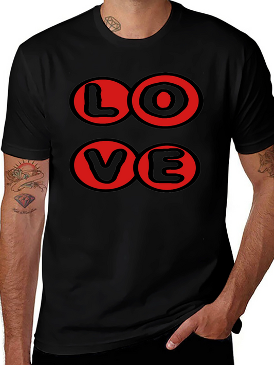 Love Graphic T-Shirt - Black with Red Circles