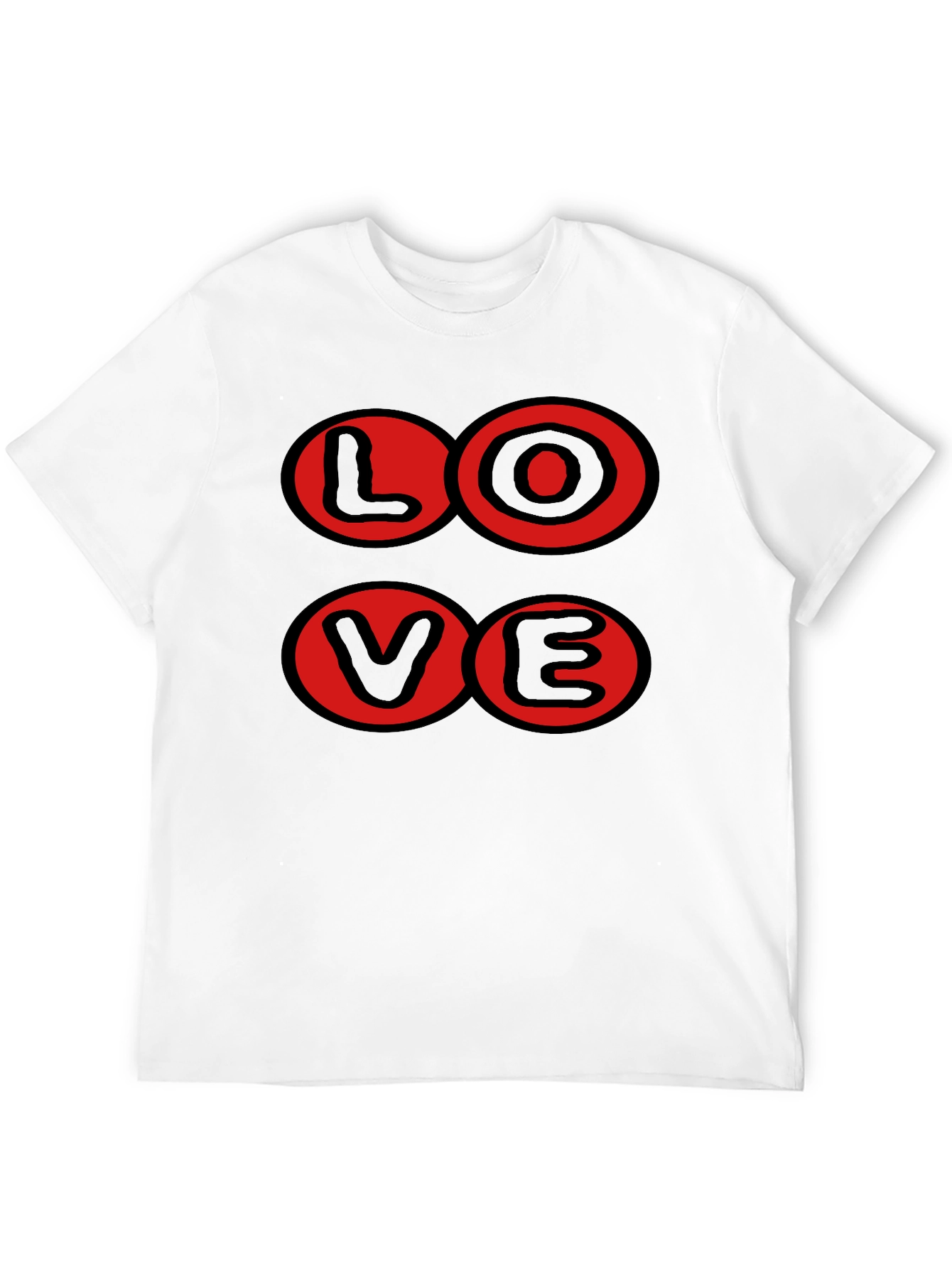 Love Graphic T-Shirt - Black with Red Circles