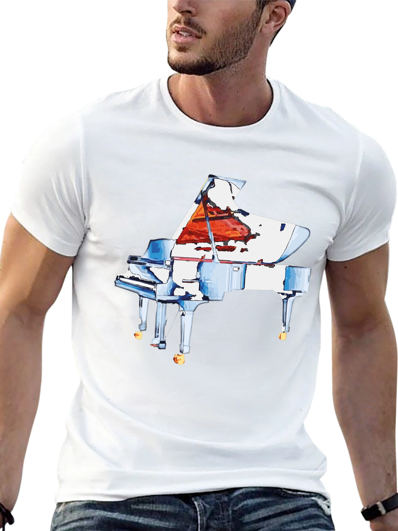 Piano Graphic Tee - Music Lovers T-Shirt