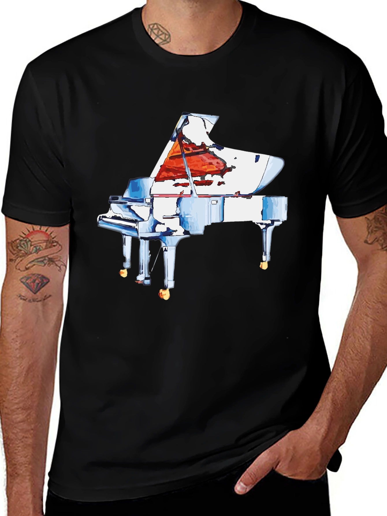 Piano Graphic Tee - Music Lovers T-Shirt
